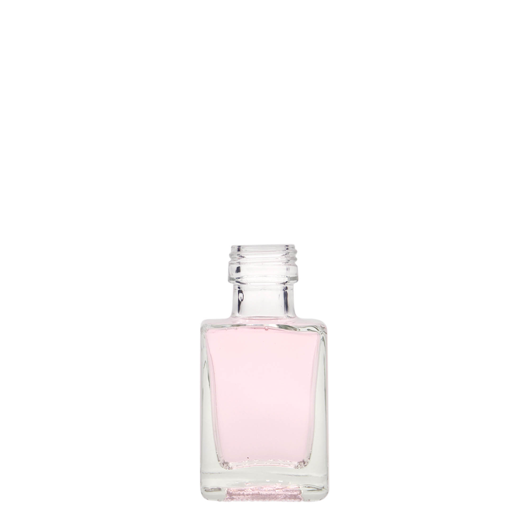 50 ml cam şişe 'Cube', kare, ağız: PP 24