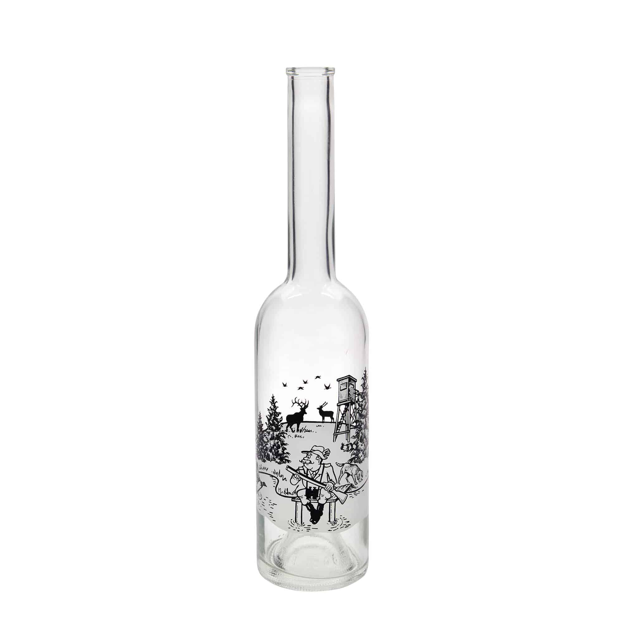 500 ml Cam şişe 'Opera', Motif: Avcı, Ağız: Mantar