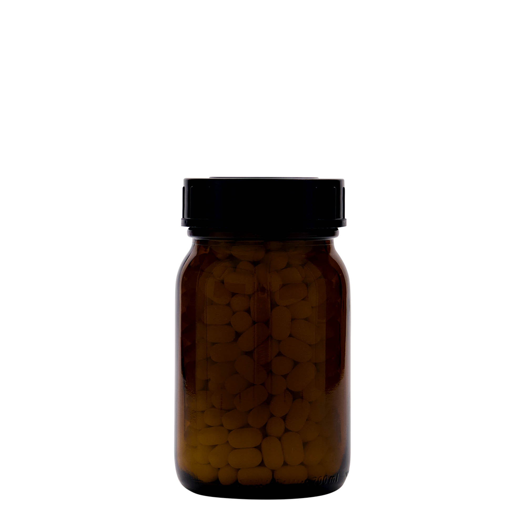 200 ml geniş ağızlı cam, kahverengi, ağız çapı: DIN 55 200 ml geniş ağızlı cam, kahverengi, ağız çapı: DIN 55