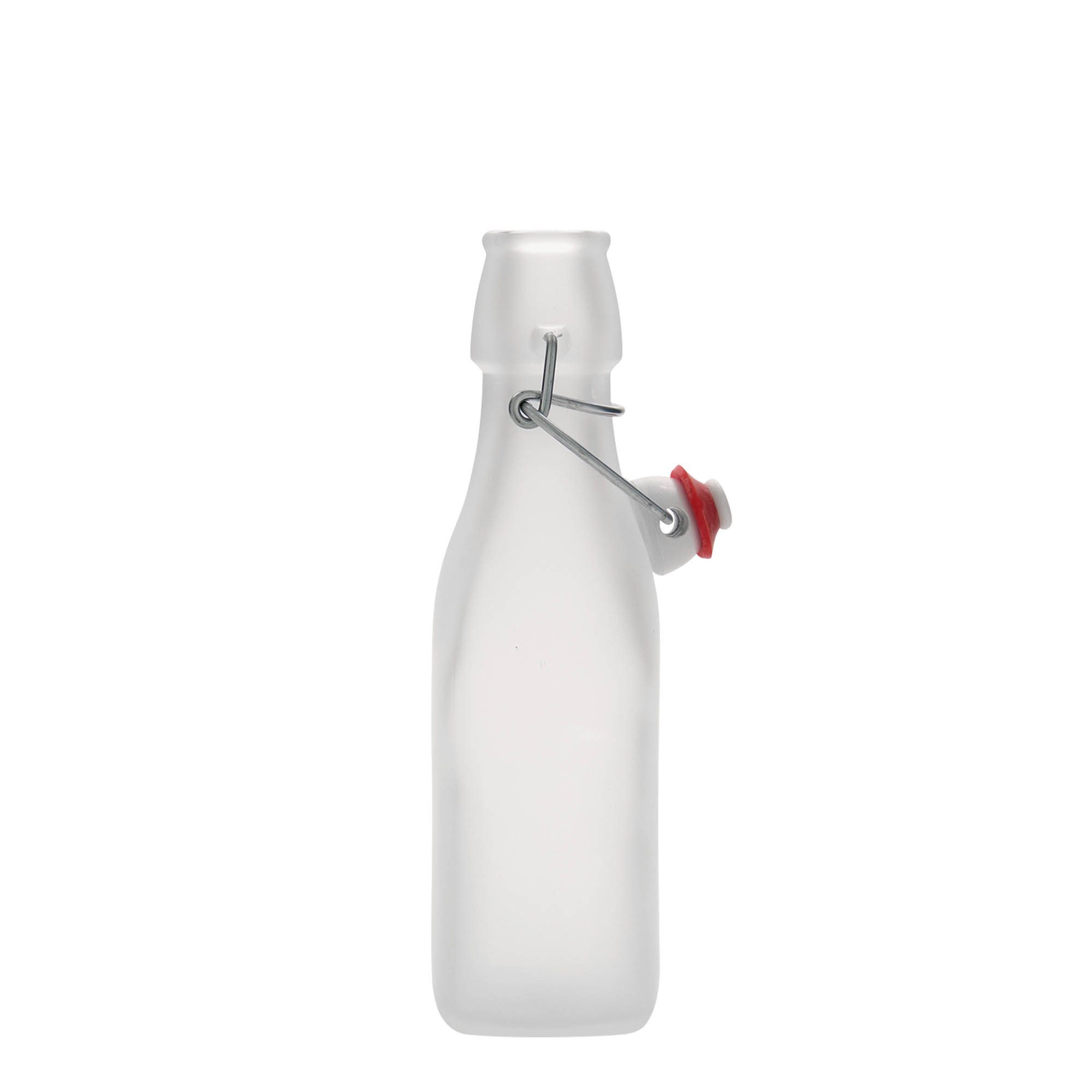 250 ml cam şişe 'Swing, kare, beyaz, ağız: mandallı kapak 250 ml cam şişe 'Swing, kare, beyaz, ağız: mandallı kapak
