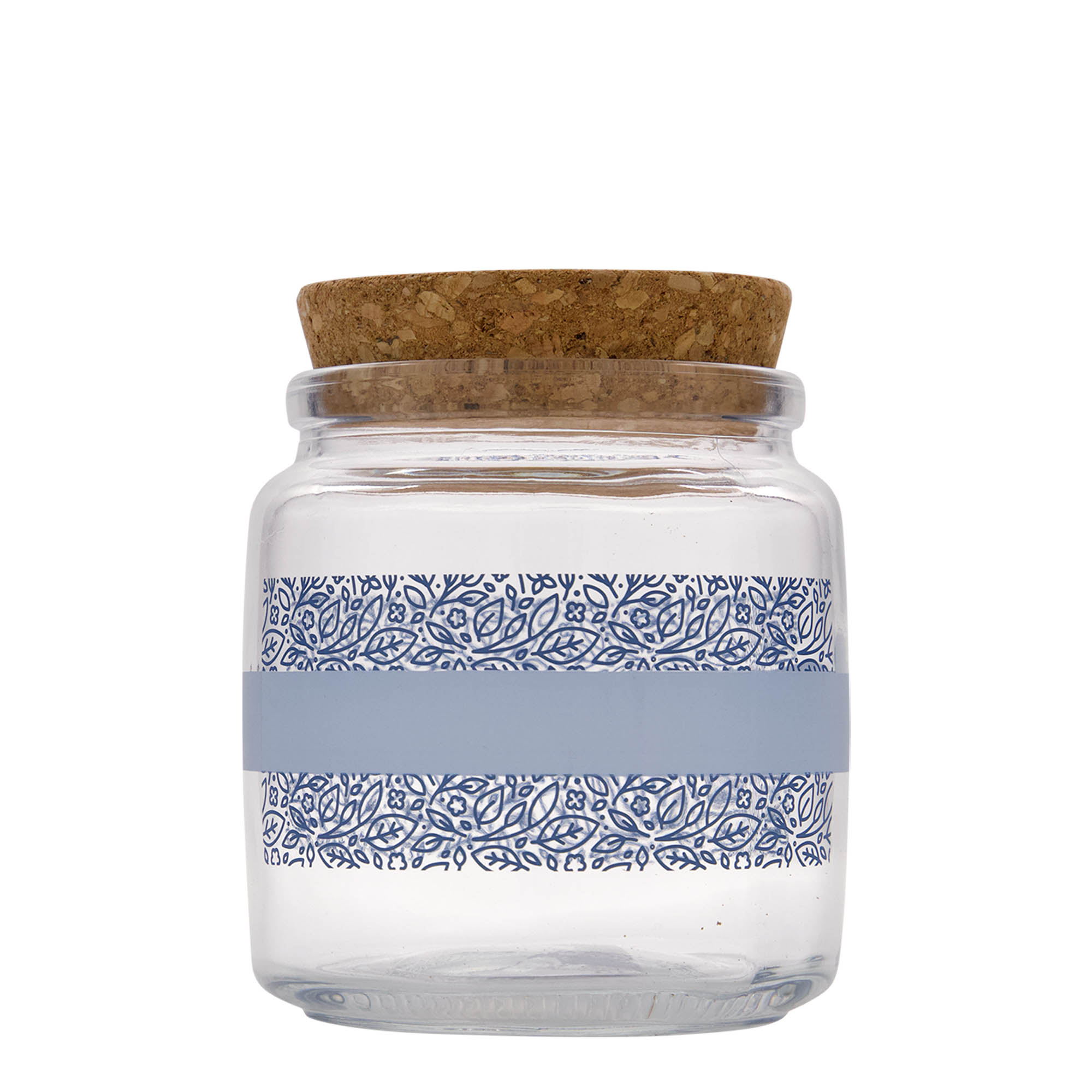 750 ml Mantar kapaklı cam şişe 'Giara', Motif: Naturalmente blu, Ağız: Mantar