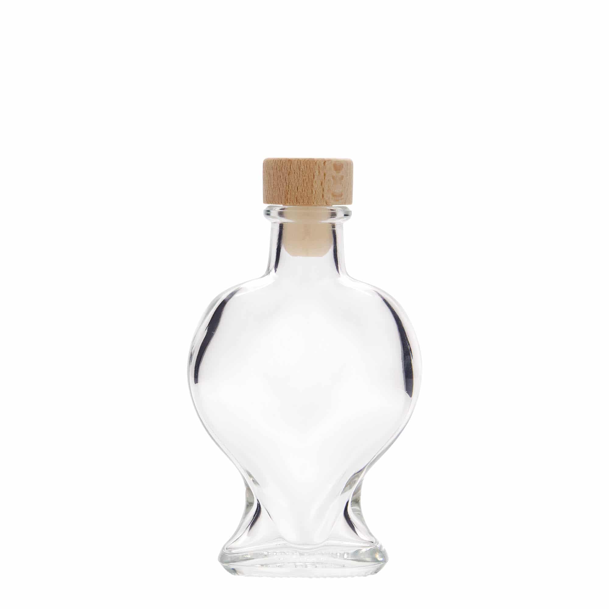 100 ml Cam şişe 'Kalp', Ağız: Mantar