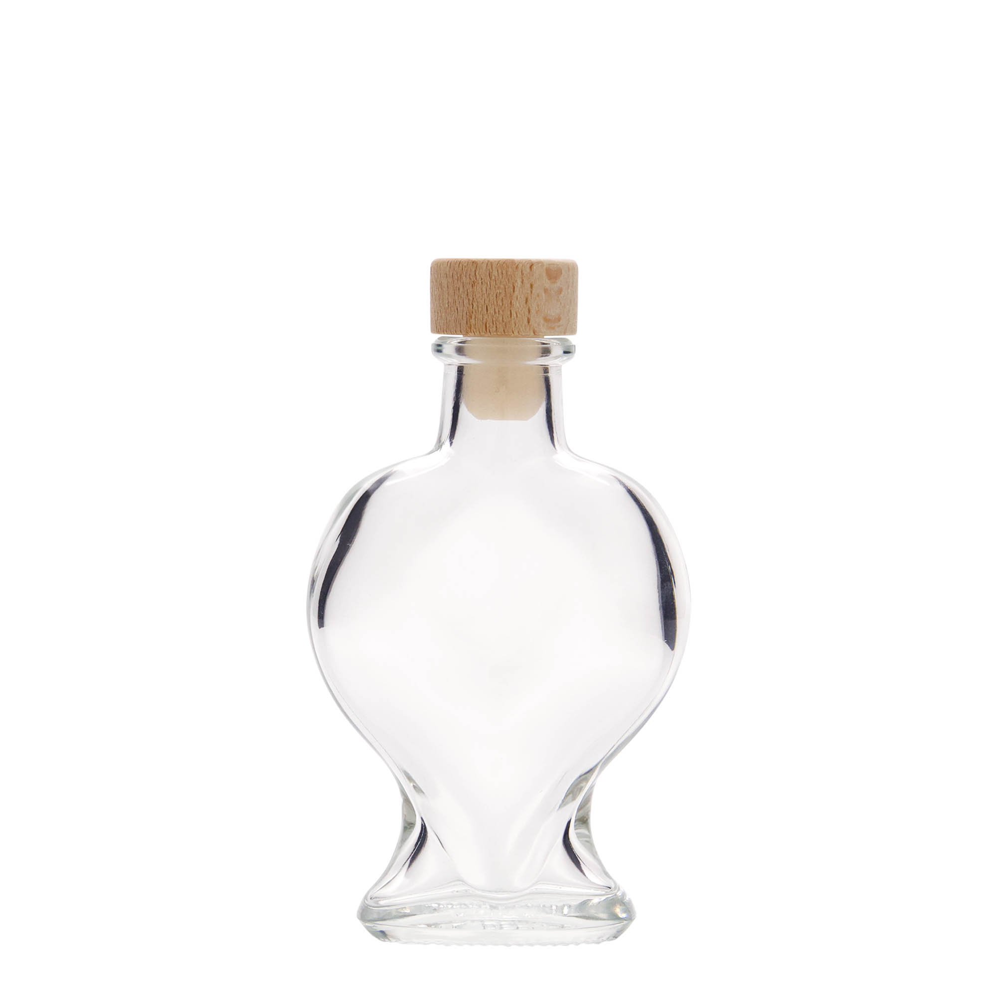 100 ml Cam şişe 'Kalp', Ağız: Mantar 100 ml Cam şişe 'Kalp', Ağız: Mantar