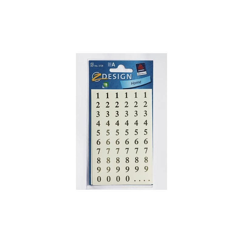 Zweckform Etiket 'Sayılar 1-9', Plastik, altın renkli