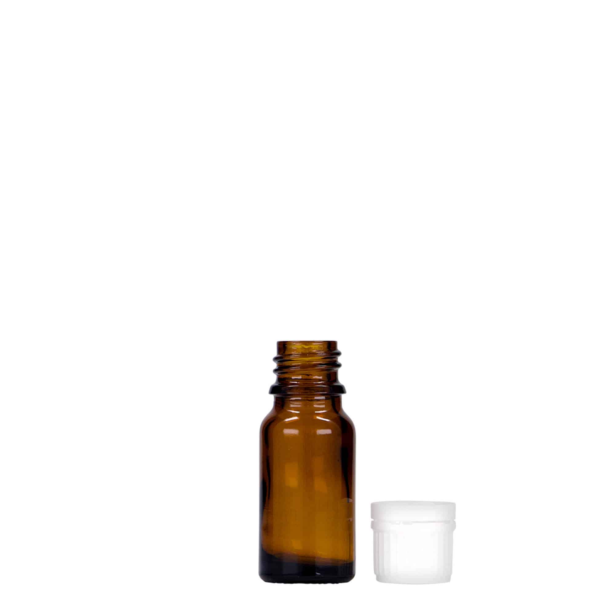 10 ml tıbbi şişe, cam, kahverengi, ağız: DIN 18