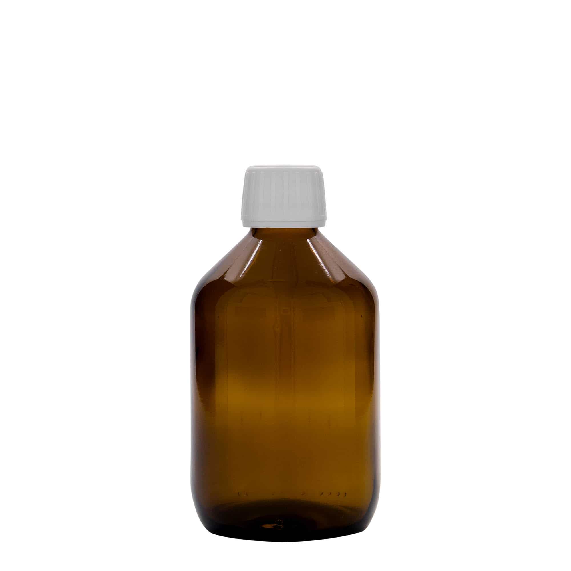 300 ml ilaç şişesi, kahverengi, cam, ağız: PP 28