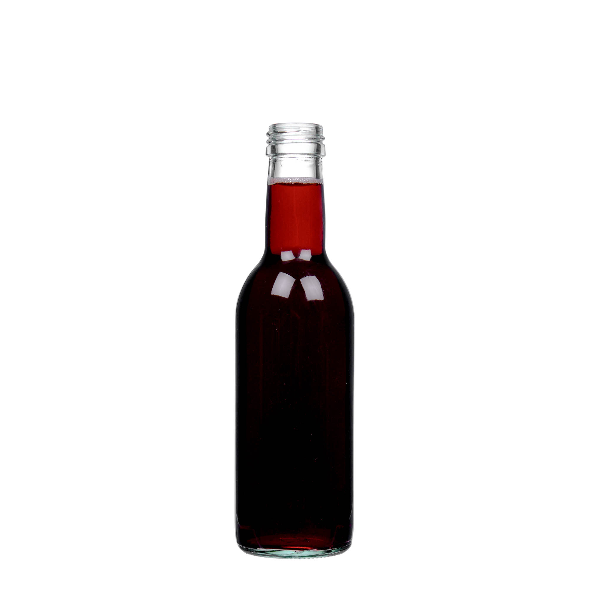 250 ml Cam şişe 'Bordeaux', Ağız: PP 28