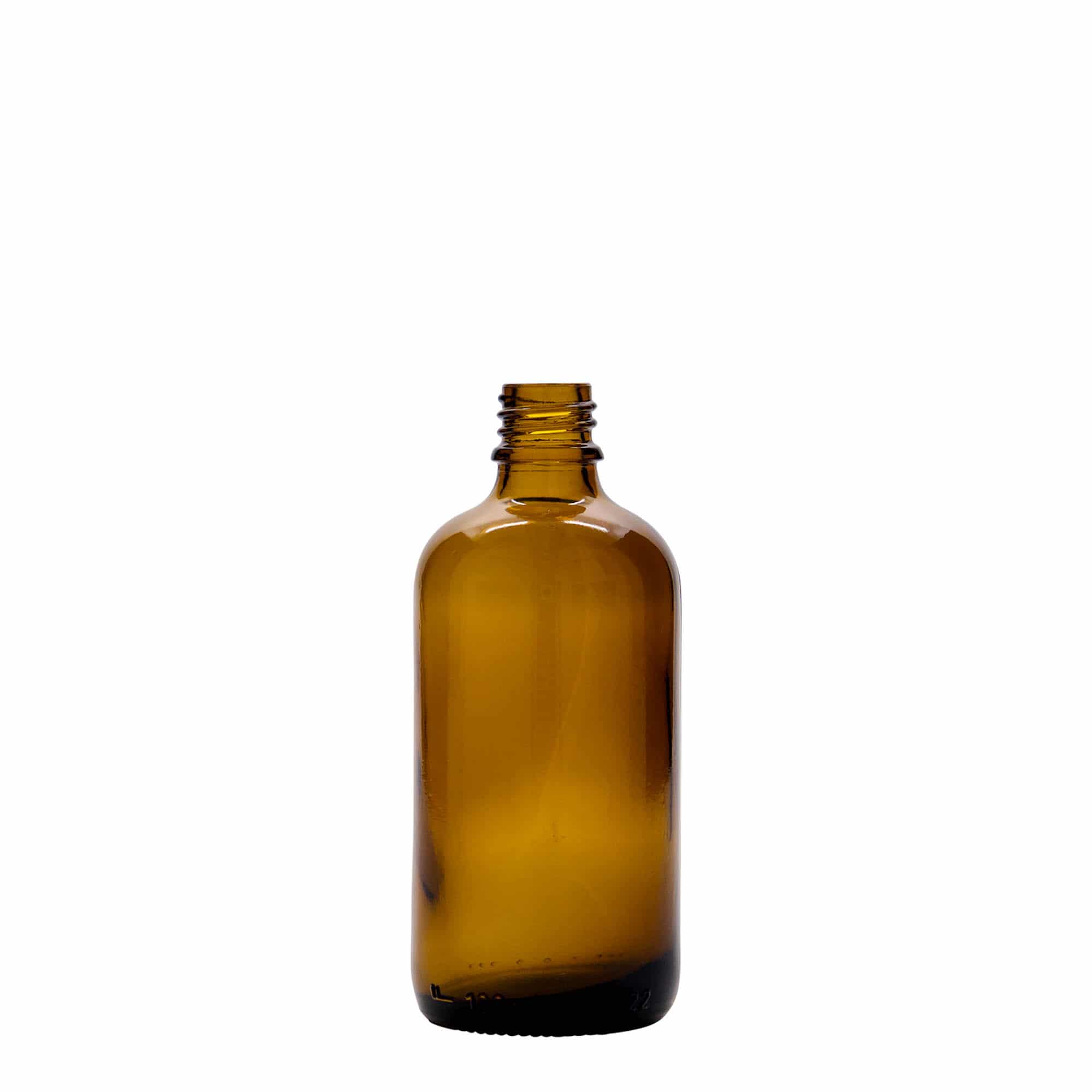 100 ml tıbbi şişe, losyon pompalı, cam, kahverengi, ağız: DIN 18