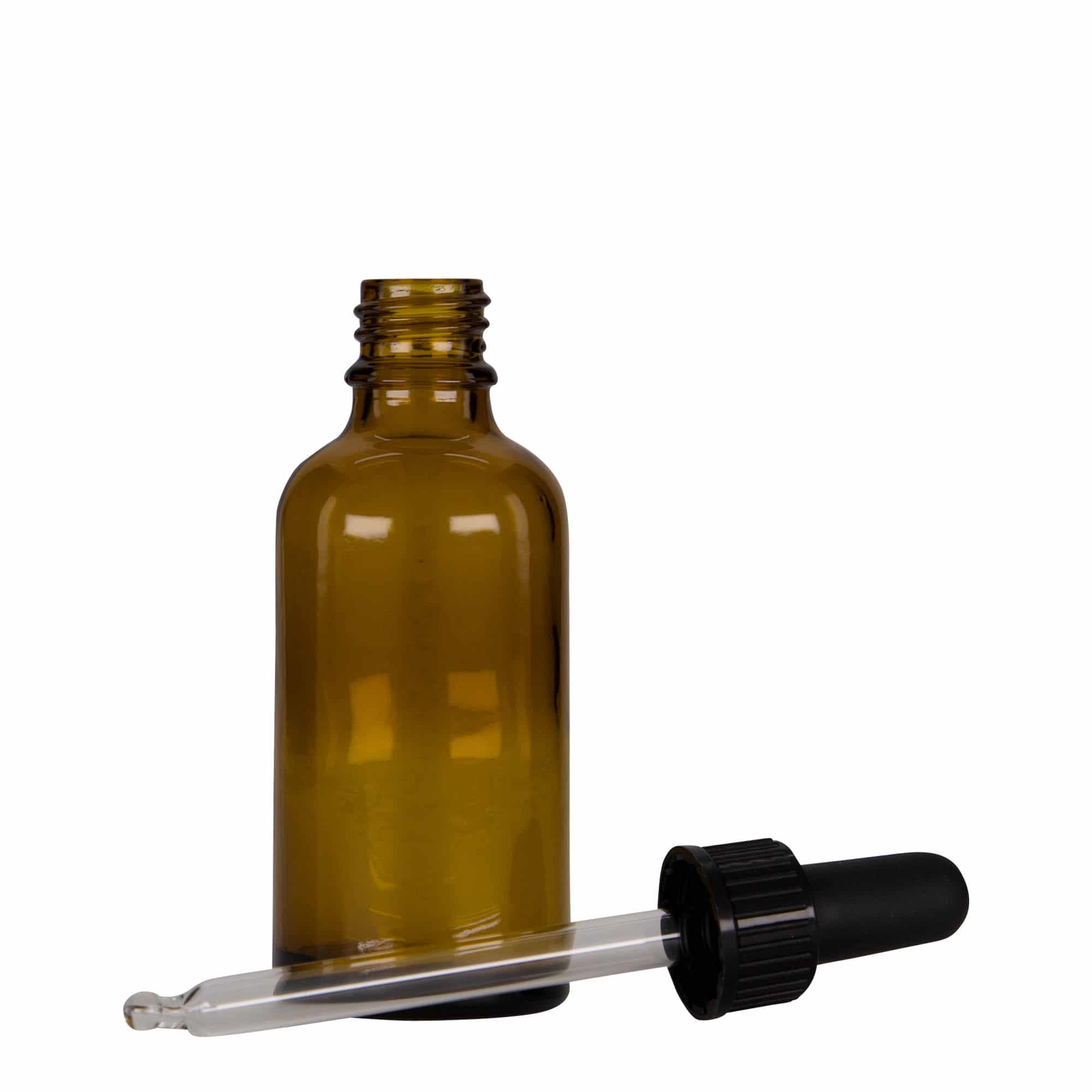 50 ml Pipet Şişesi İlaç, Cam, kahverengi-siyah, Ağız: DIN 18