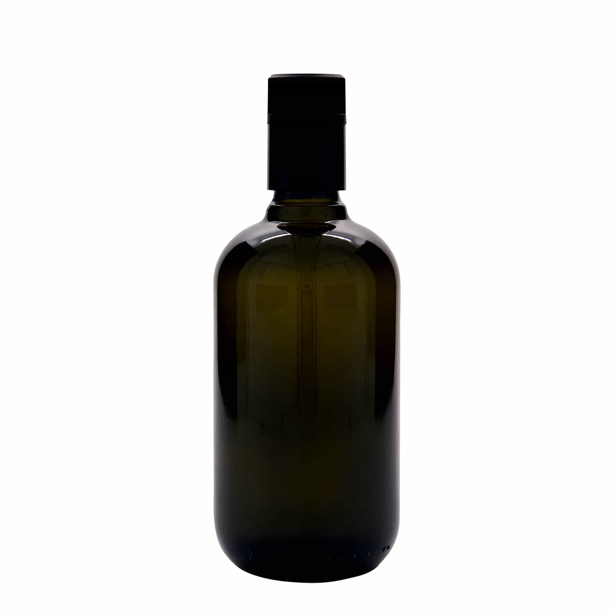 500 ml Sirke-/Yağ Şişesi 'Biolio', Antik Yeşil Cam, Ağız: DOP