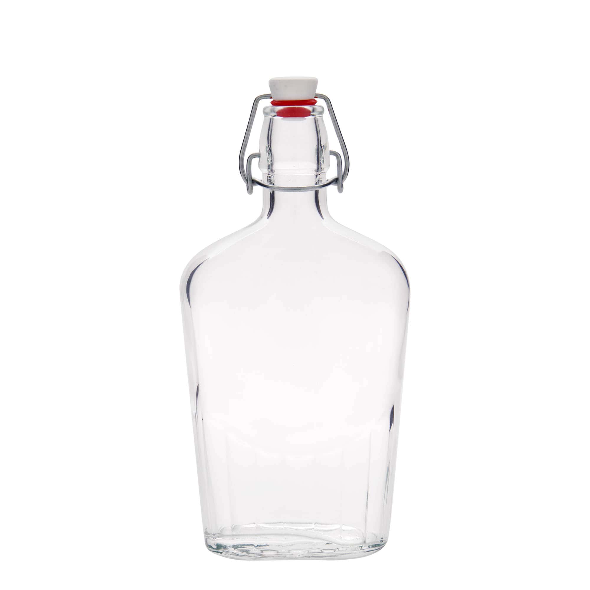 500 ml cam şişe 'Fiaschetta', oval, ağız: mandallı kapak