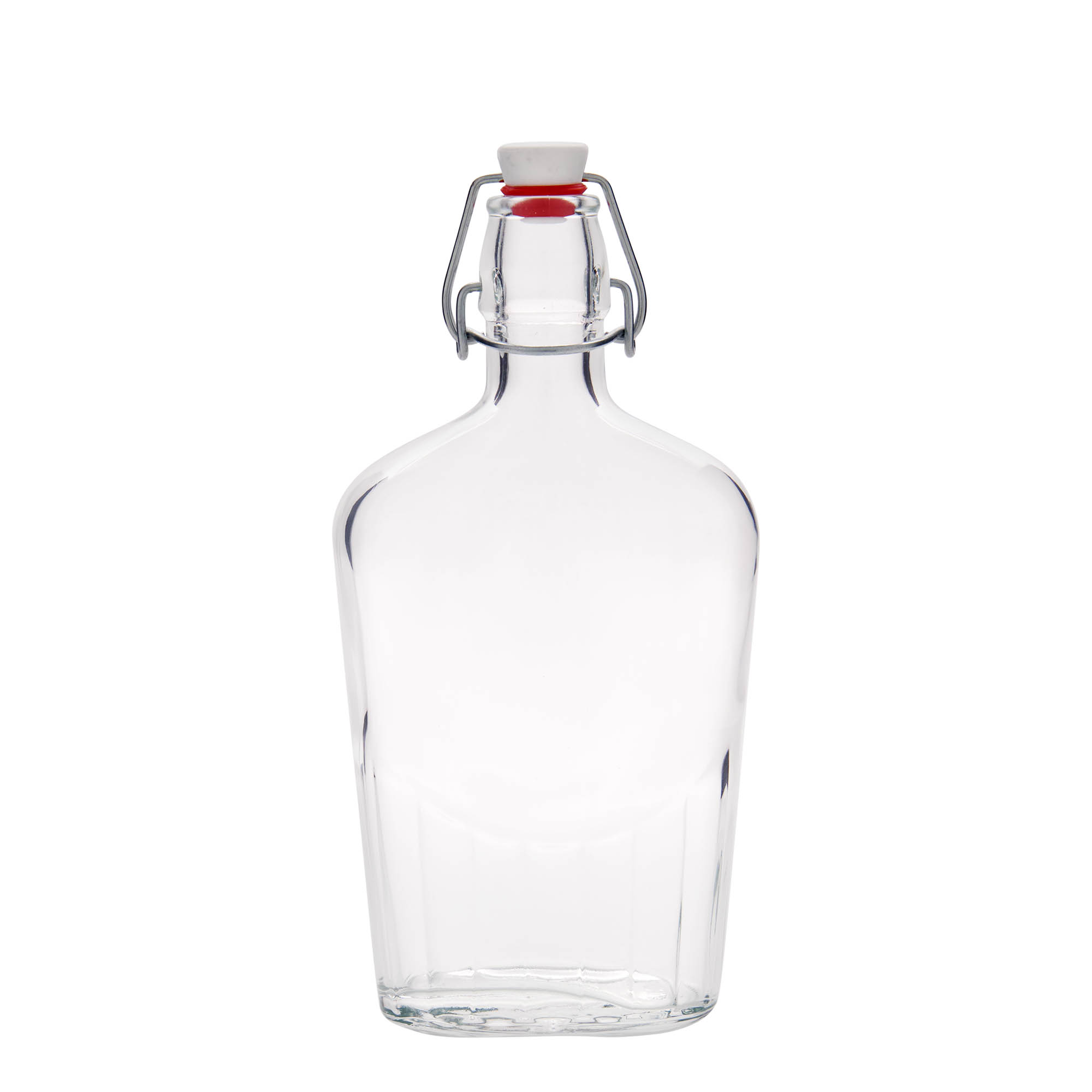 500 ml cam şişe 'Fiaschetta', oval, ağız: mandallı kapak