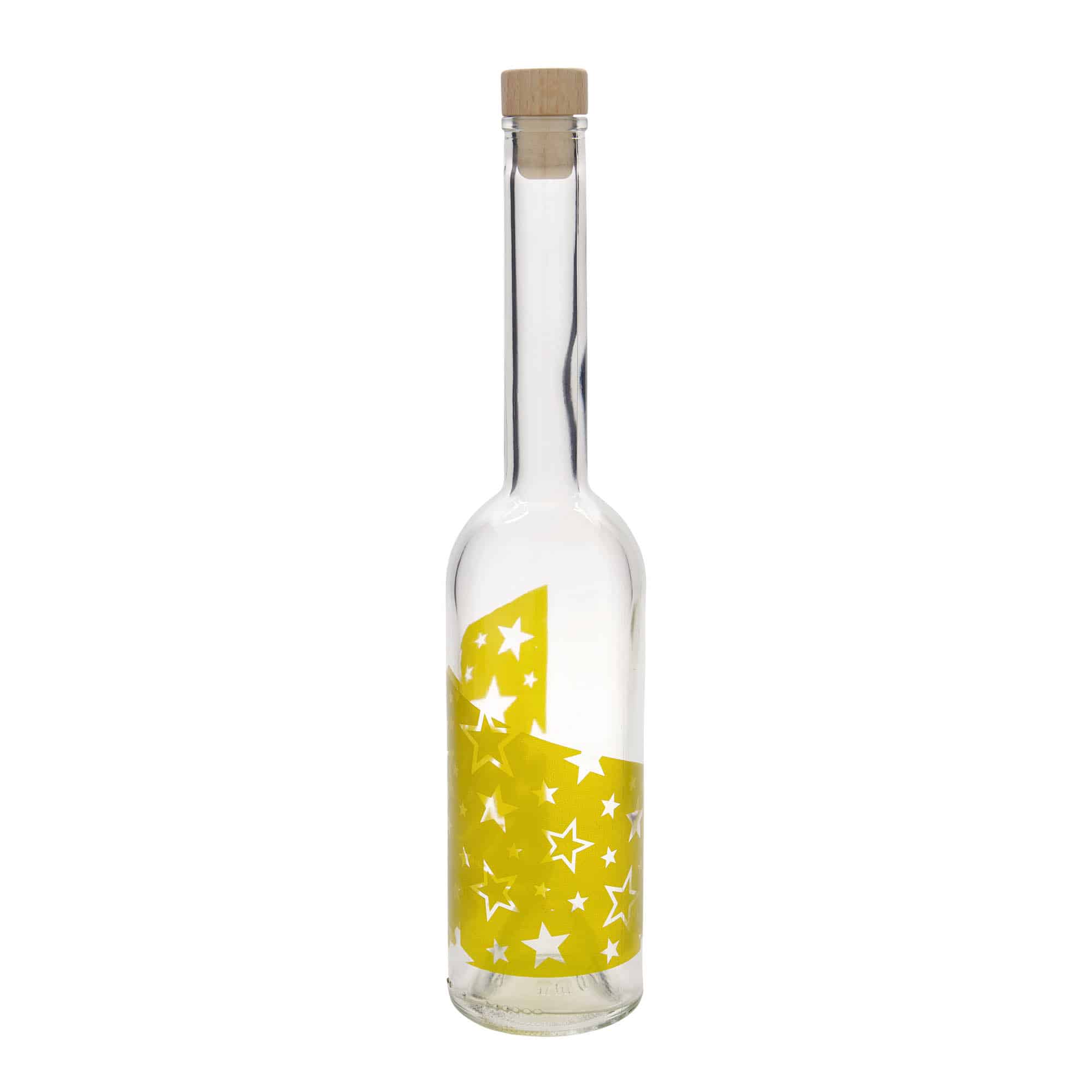 500 ml Cam şişe 'Opera', Motif: Altın Yıldızlar, Ağız: Mantar