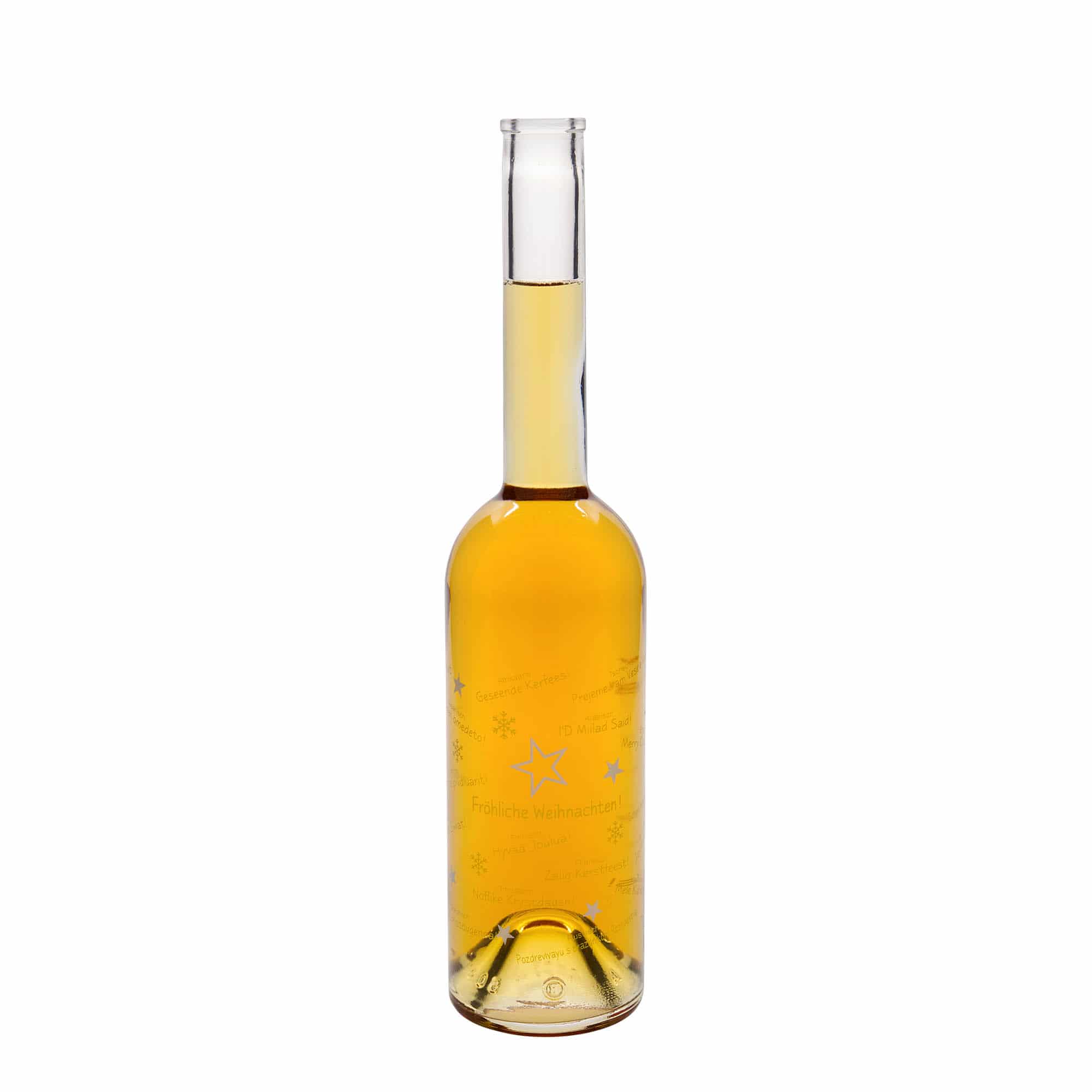 500 ml cam şişe 'Opera', motif: Dünyada Noel, ağız: mantar