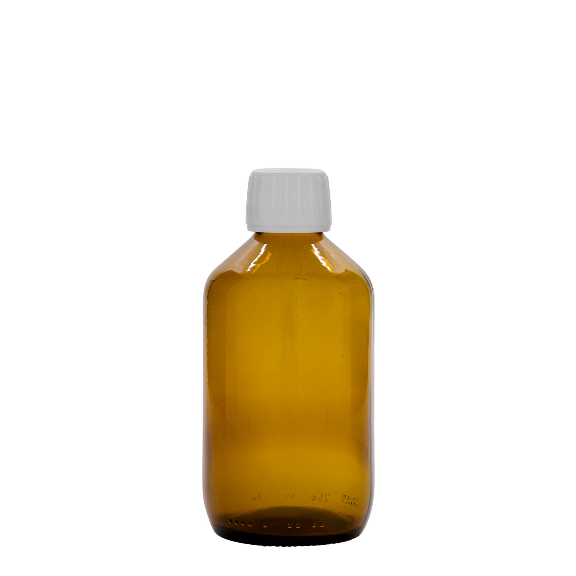 250 ml tıbbi şişe, kahverengi, cam, ağız: PP 28