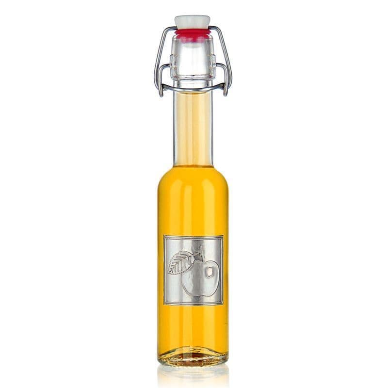 Kalem etiketi 'Elma', kare, metal, gümüş