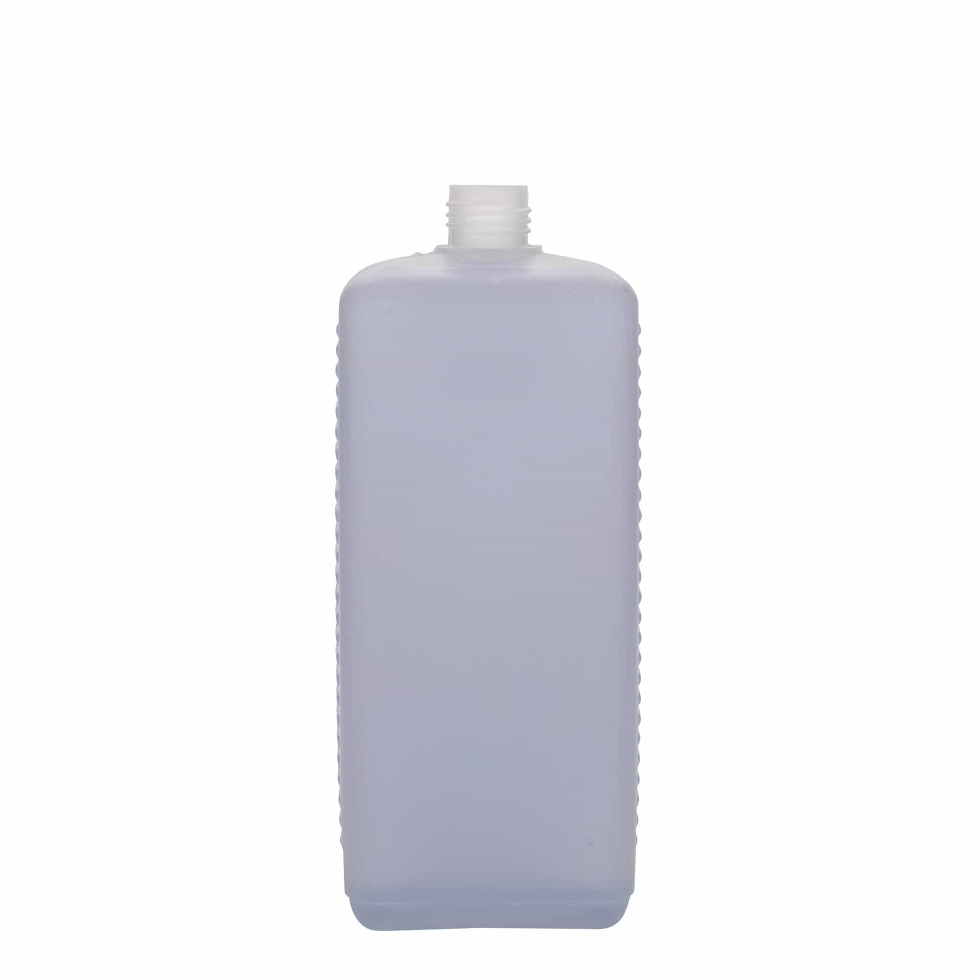1.000 ml Kanister şişe, dikdörtgen, HDPE plastik, doğal, ağız: DIN 25 EPE