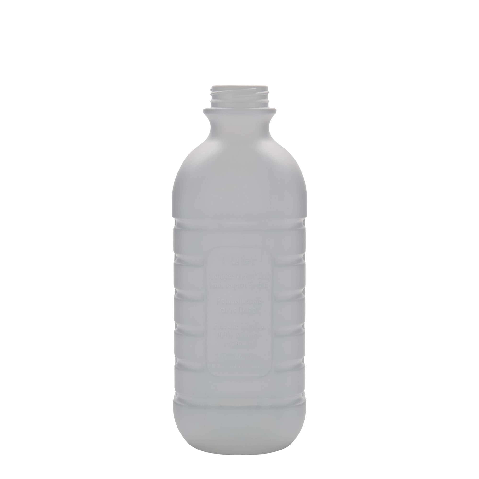 1.000 ml süt şişesi, dikdörtgen, HDPE plastik, beyaz, ağız: PEHD40