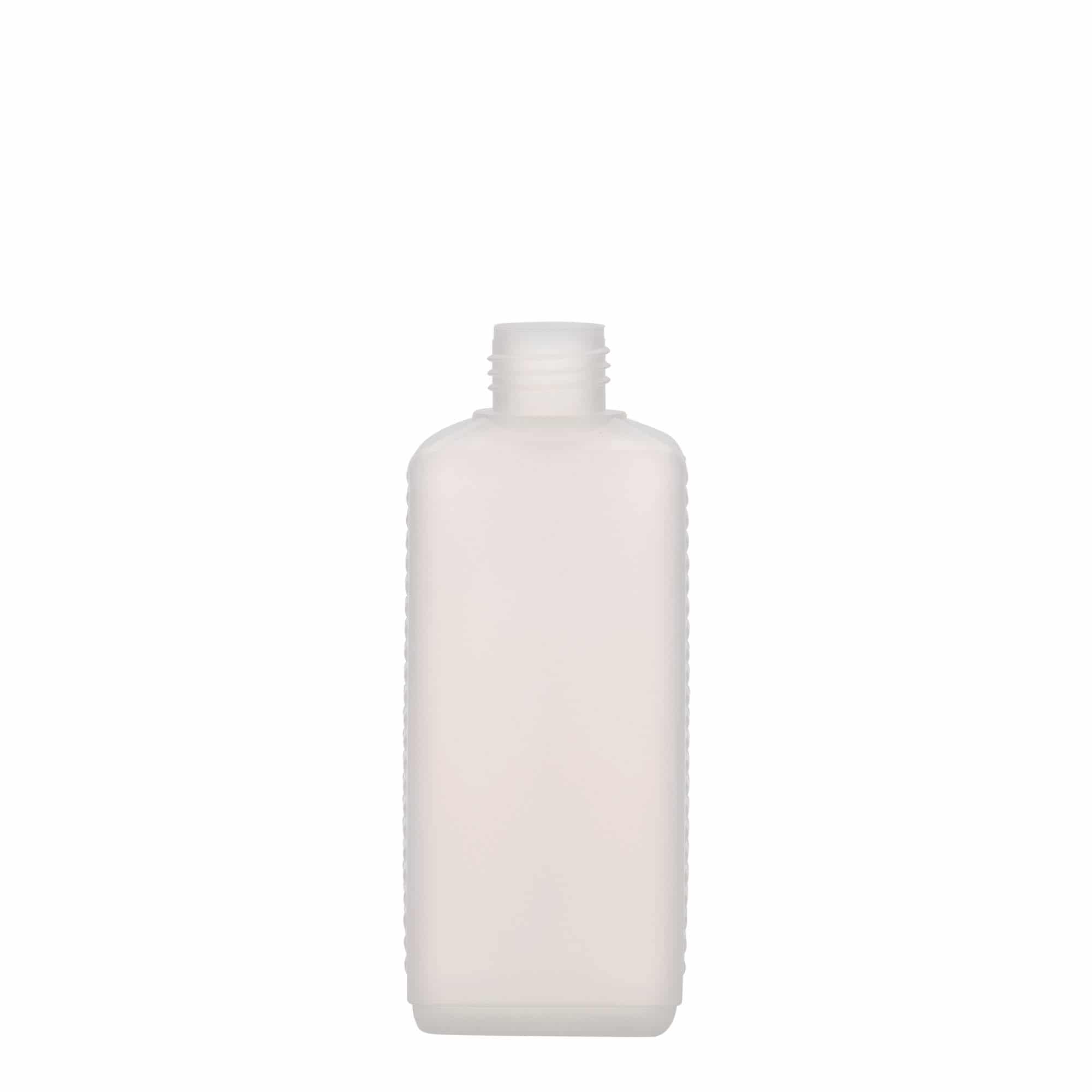 250 ml Kanister şişesi, dikdörtgen, HDPE plastik, doğal, ağız: DIN 25 EPE 250 ml Kanister şişesi, dikdörtgen, HDPE plastik, doğal, ağız: DIN 25 EPE