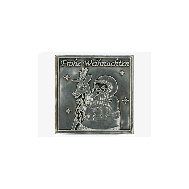 Kurşun etiketi 'Mutlu Noeller', kare, metal, gümüş Kurşun etiketi 'Mutlu Noeller', kare, metal, gümüş
