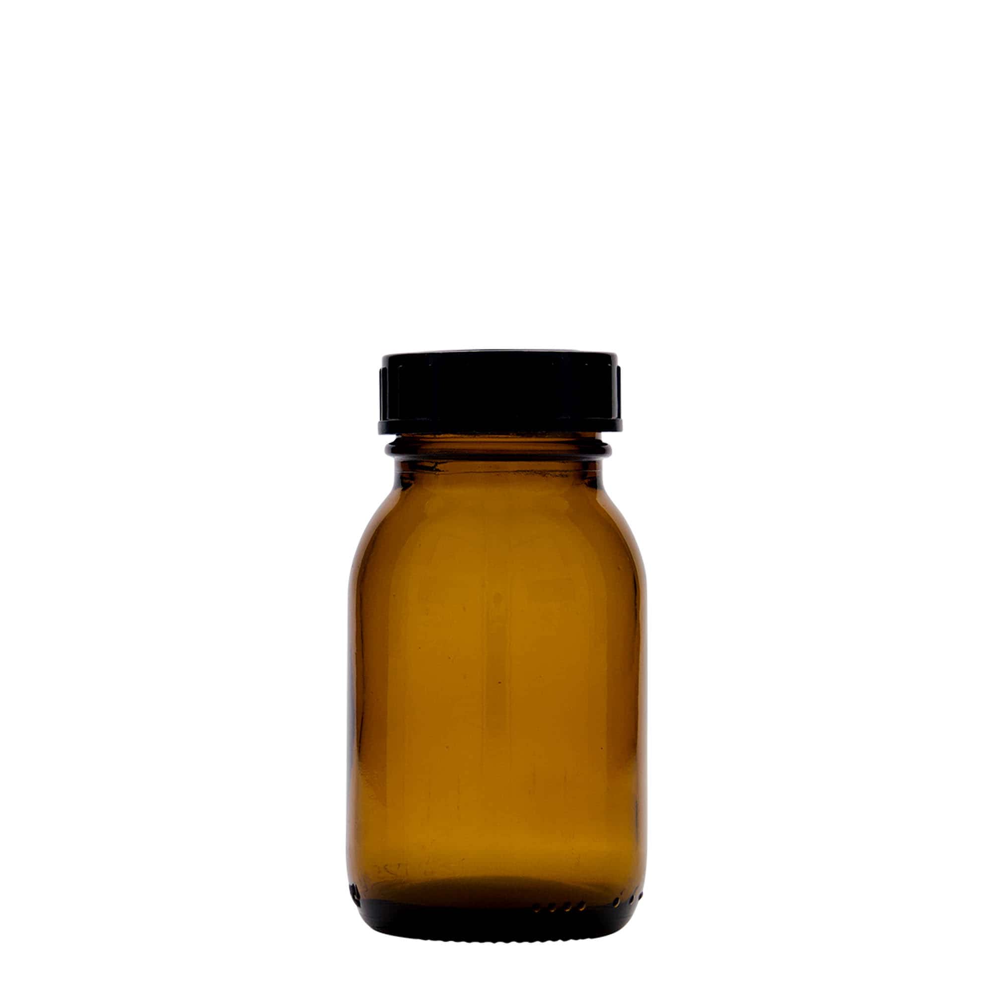 125 ml geniş ağızlı cam, kahverengi, ağız çapı: DIN 40