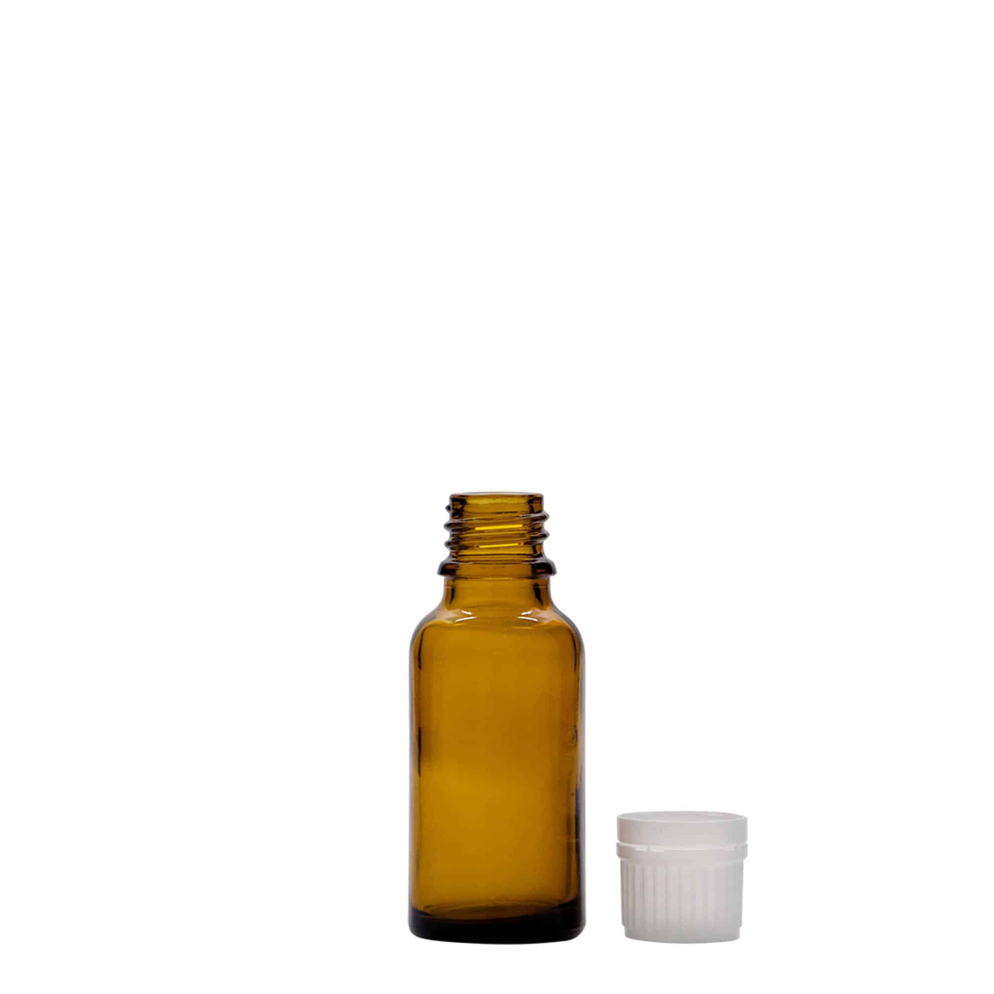 20 ml tıbbi şişe, kahverengi cam, ağız çapı: DIN 18
