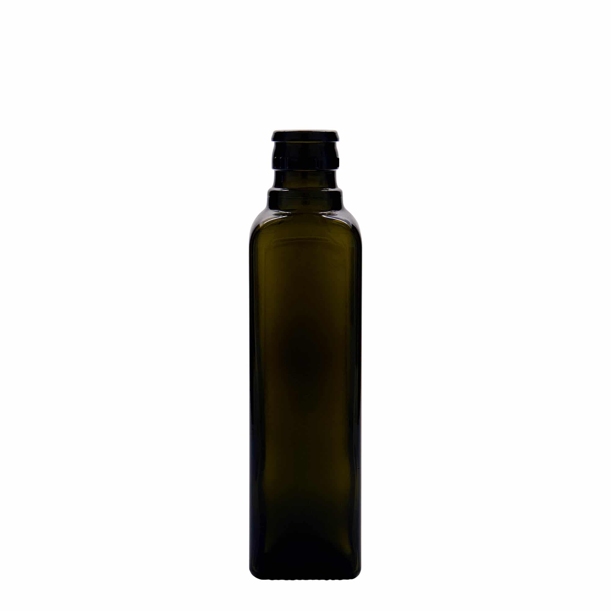 250 ml Sirke-/Yağ Şişesi 'Quadra', Cam, kare, antik yeşil, Ağız: DOP 250 ml Sirke-/Yağ Şişesi 'Quadra', Cam, kare, antik yeşil, Ağız: DOP