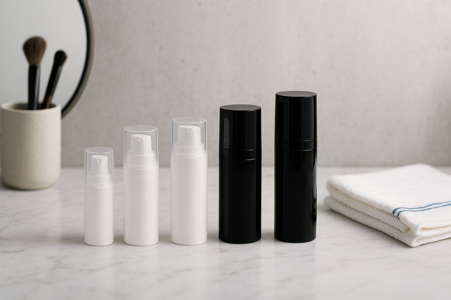 Airless Başlık Mikro Gümüş Kenar + beyaz, parlak kapak