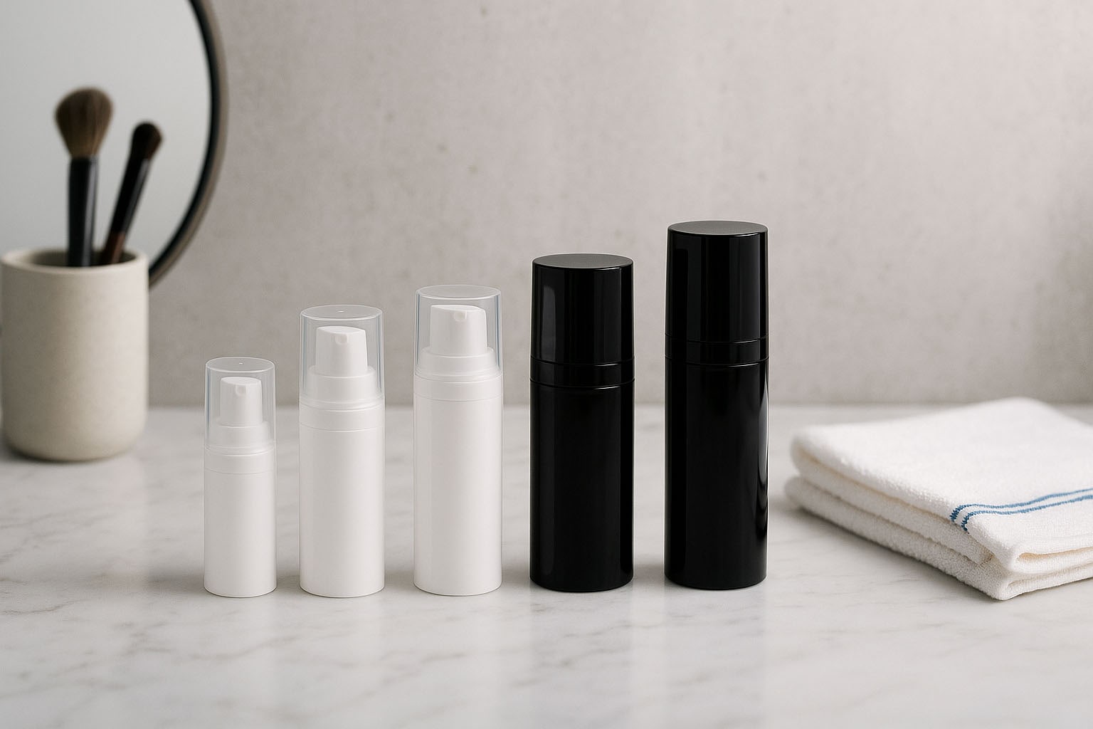 Airless Başlık Micro Altın Kenar + beyaz, parlak kapak başlığı Airless Başlık Micro Altın Kenar + beyaz, parlak kapak başlığı
