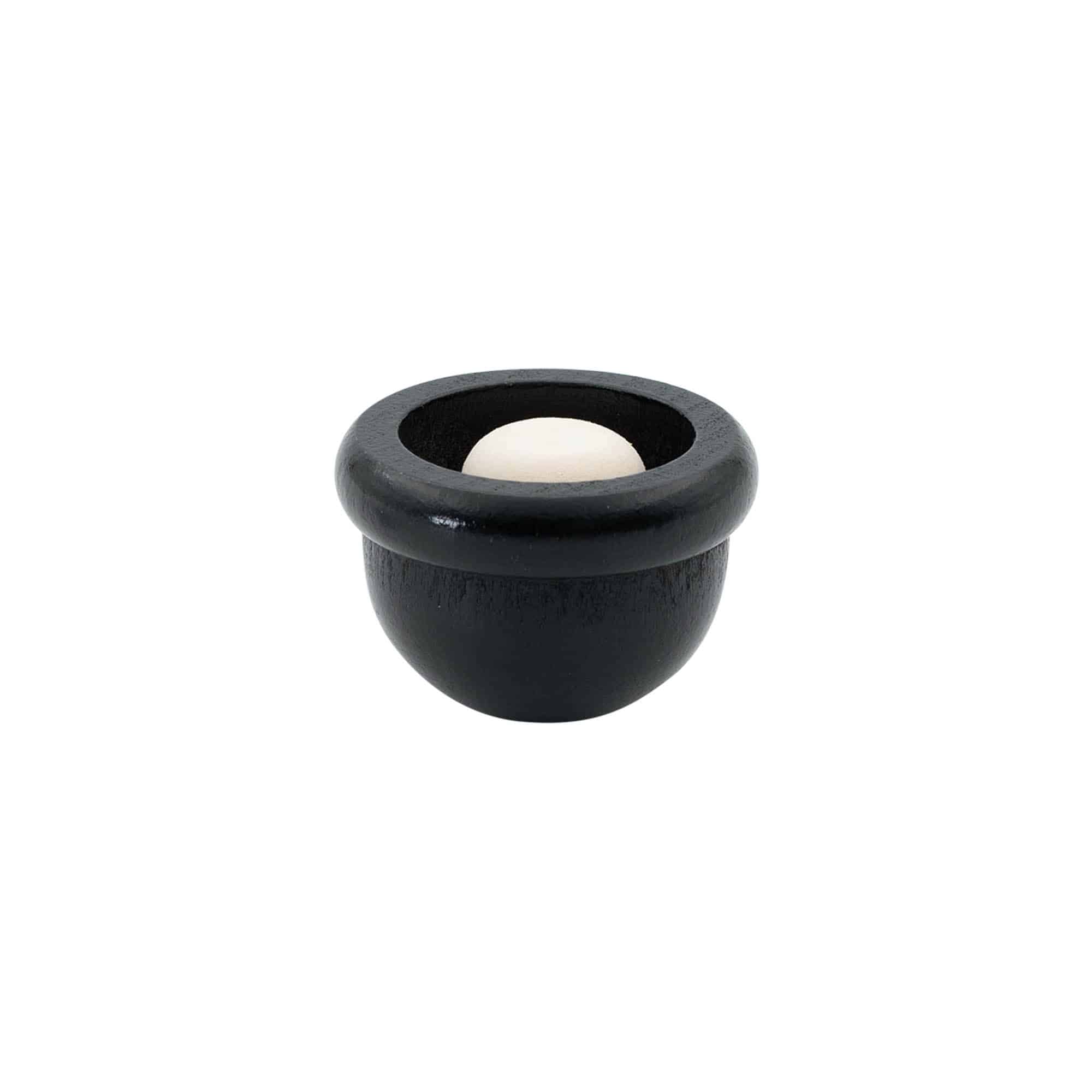 Sap mantar tıpa 19 mm "Kavun", Ahşap/PE, siyah, ağız kısmı için: mantar