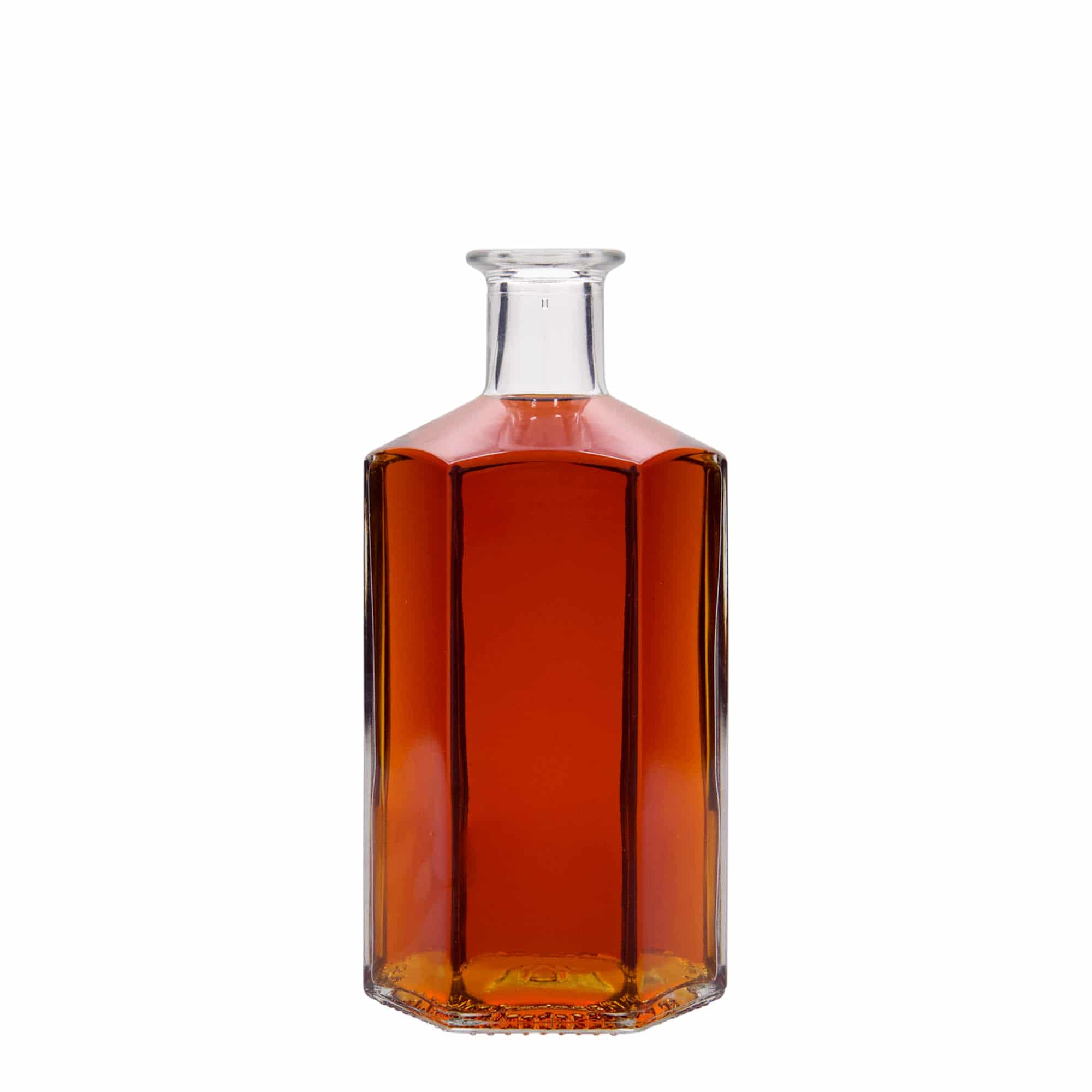 500 ml Cam Şişe Eczacı 'Jimmy', altıgen, Ağız: Tıpa