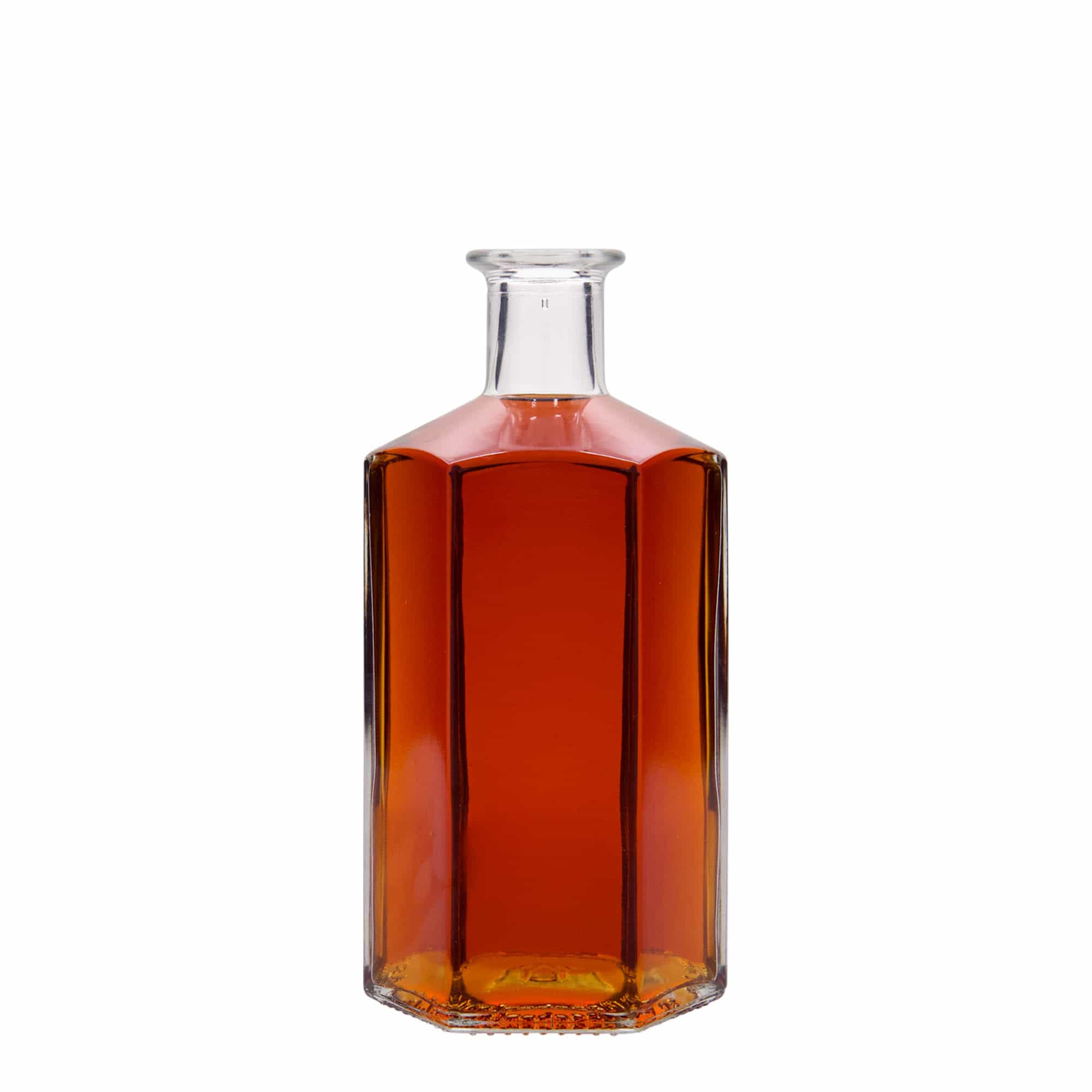 500 ml Cam Şişe Eczacı 'Jimmy', altıgen, Ağız: Tıpa