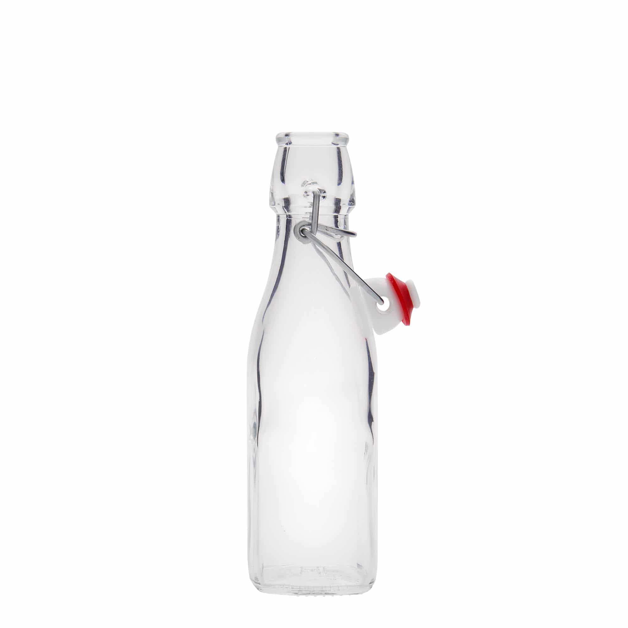 250 ml cam şişe 'Swing, kare, ağız: mandallı kapak'