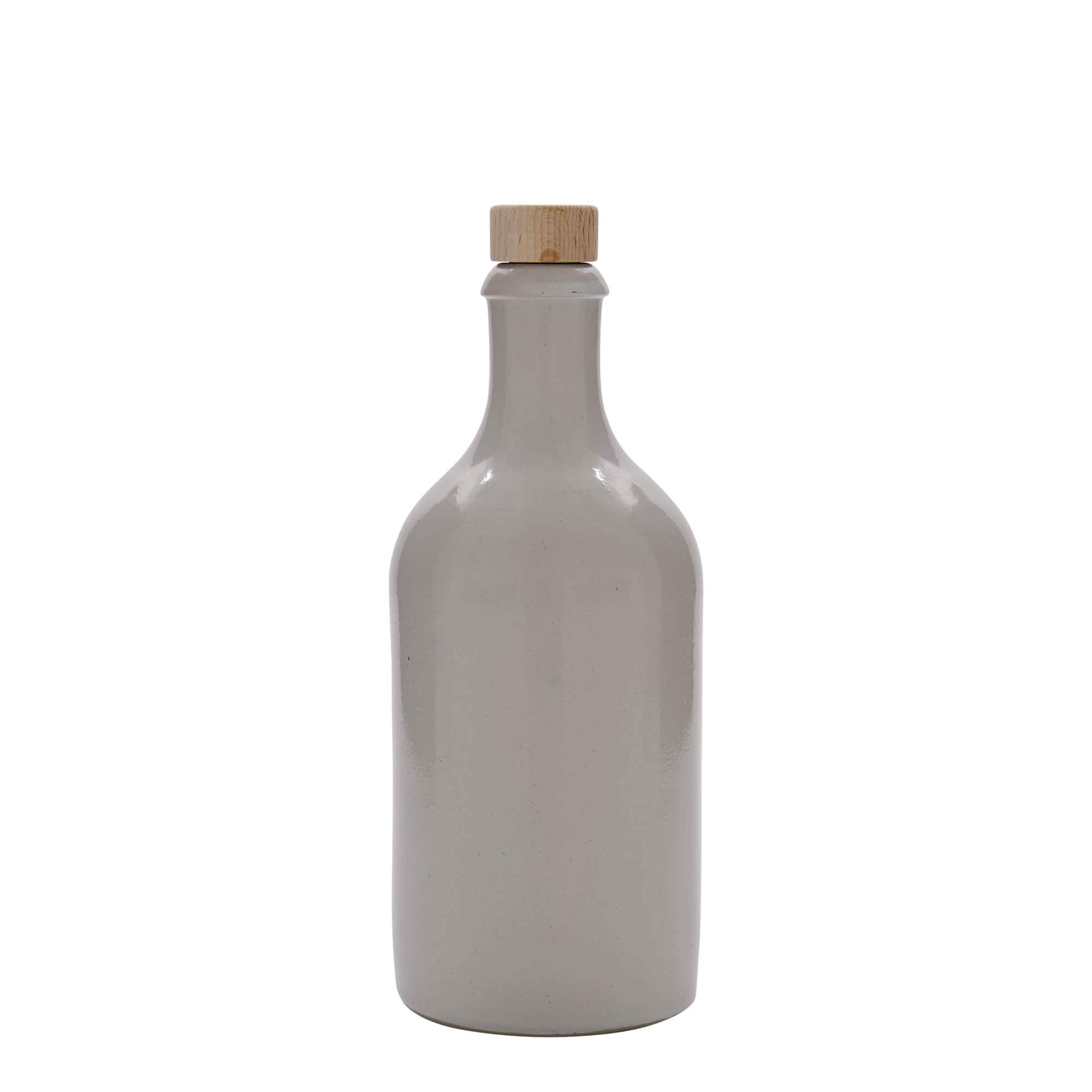 500 ml Toprak testi, taş toprak, beyaz, ağız: mantar
