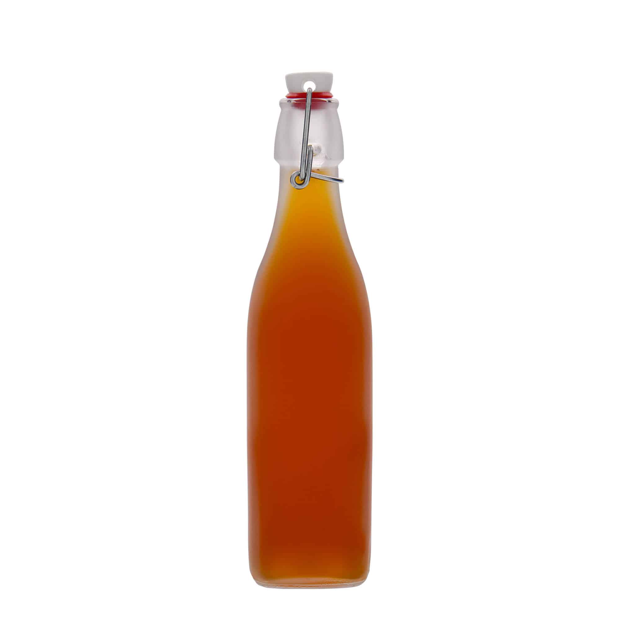 500 ml Cam Şişe 'Swing, kare, beyaz, Ağız: Mandallı kapak