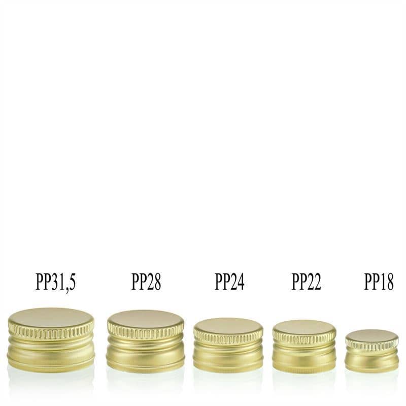 Vidalı kapak, metal, altın renk, ağız için: PP 18