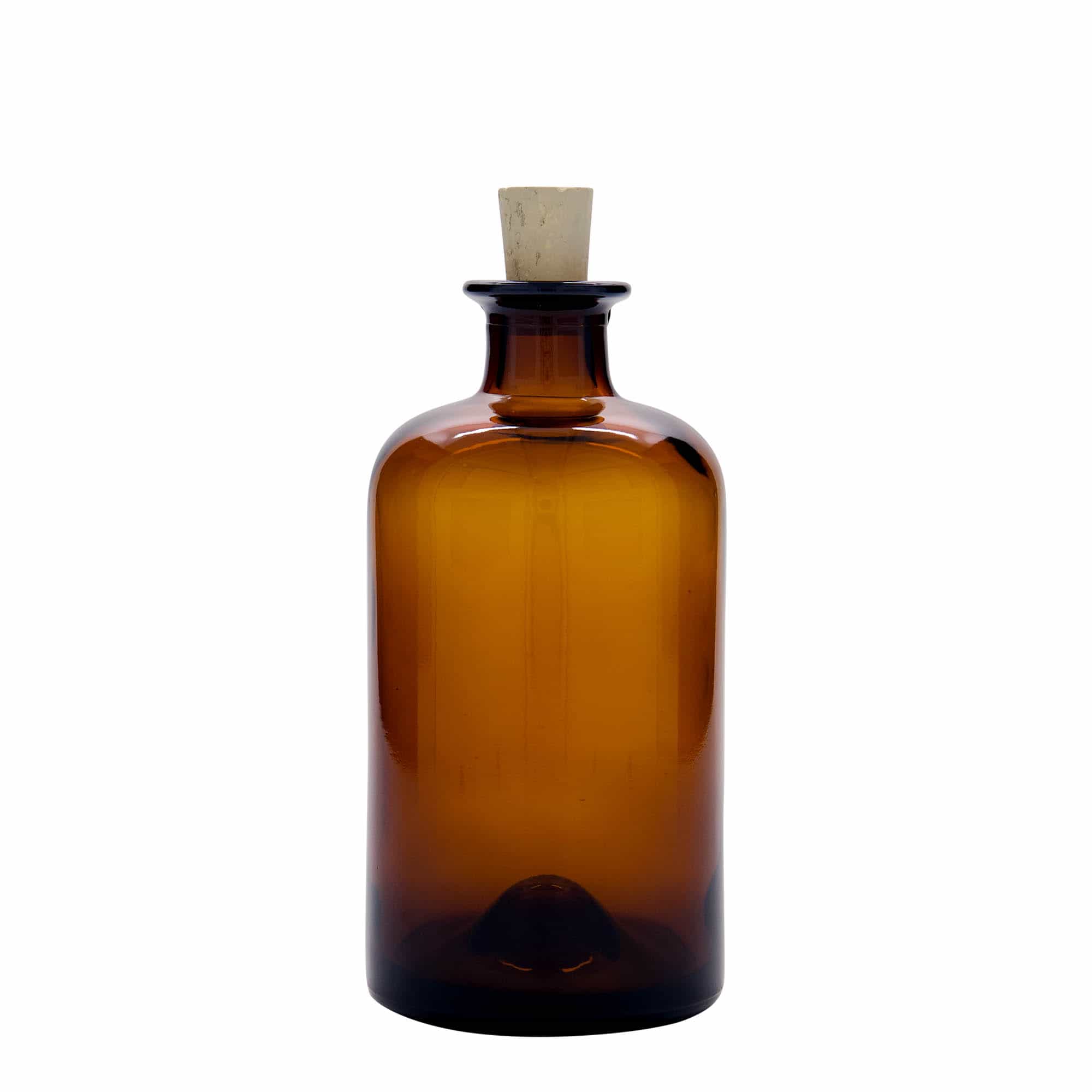 500 ml Cam Şişe Eczacı, kahverengi, Ağız: Mantar