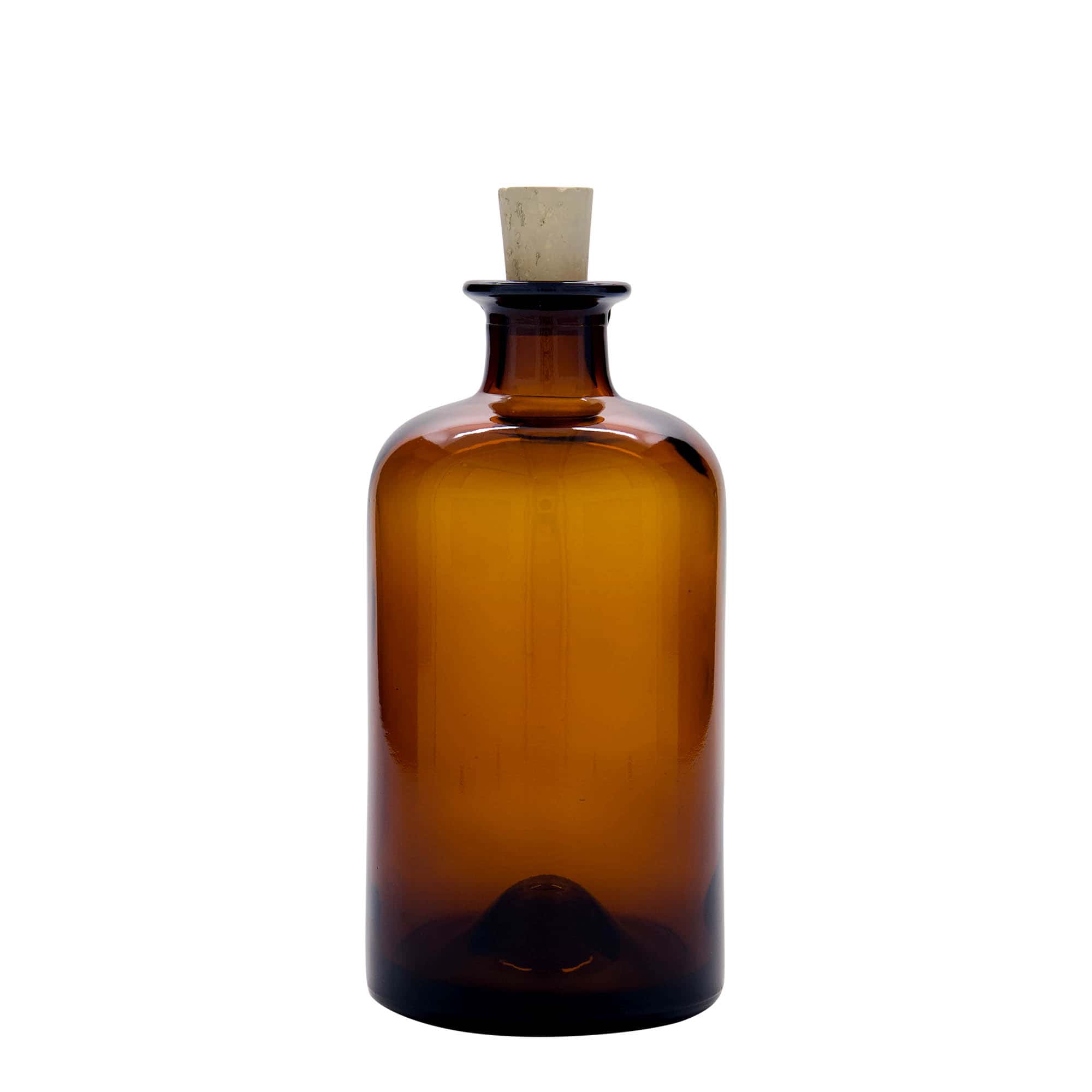 500 ml Cam Şişe Eczacı, kahverengi, Ağız: Mantar