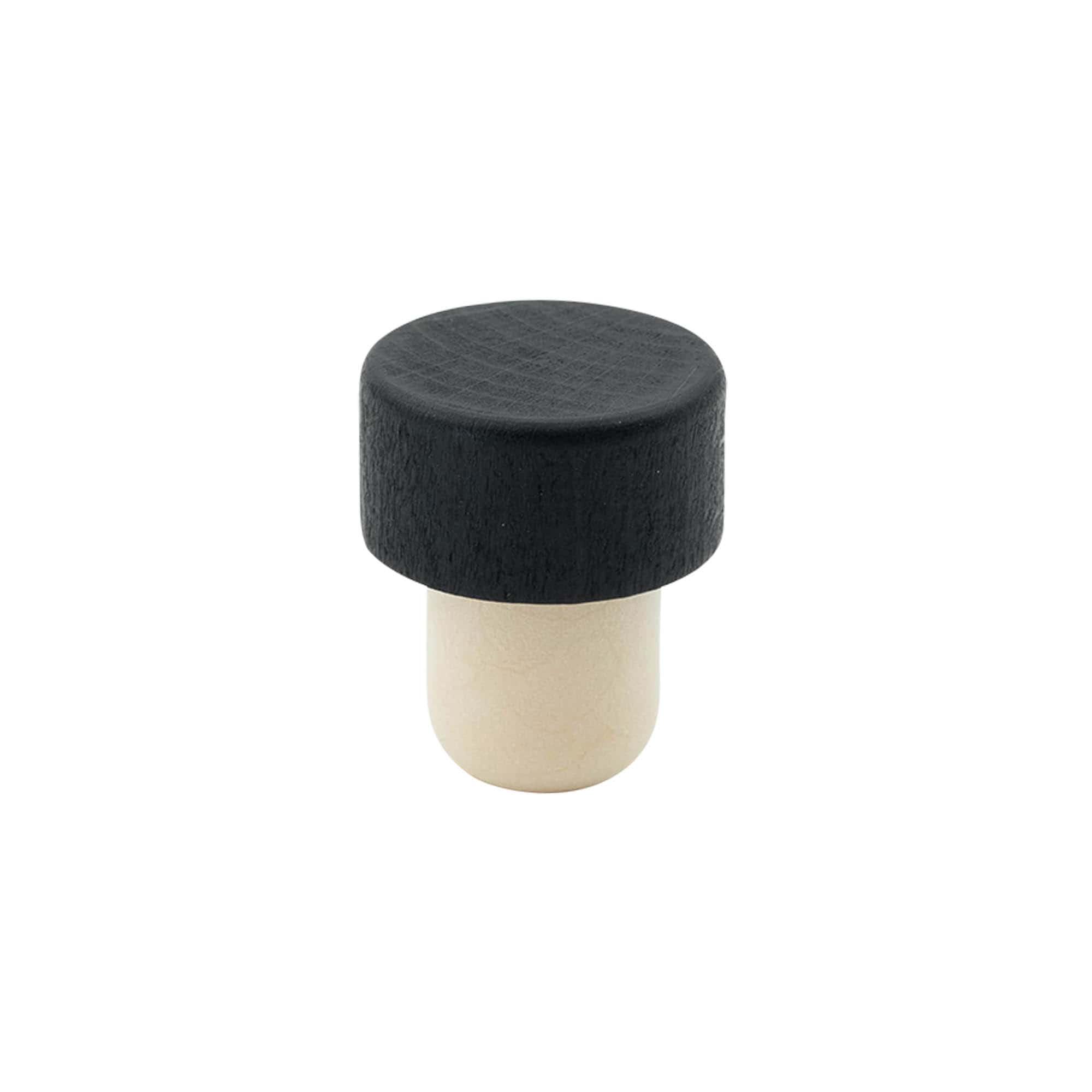 Sap mantar tıpa 19 mm, ahşap/plastik, siyah, ağız için: mantar