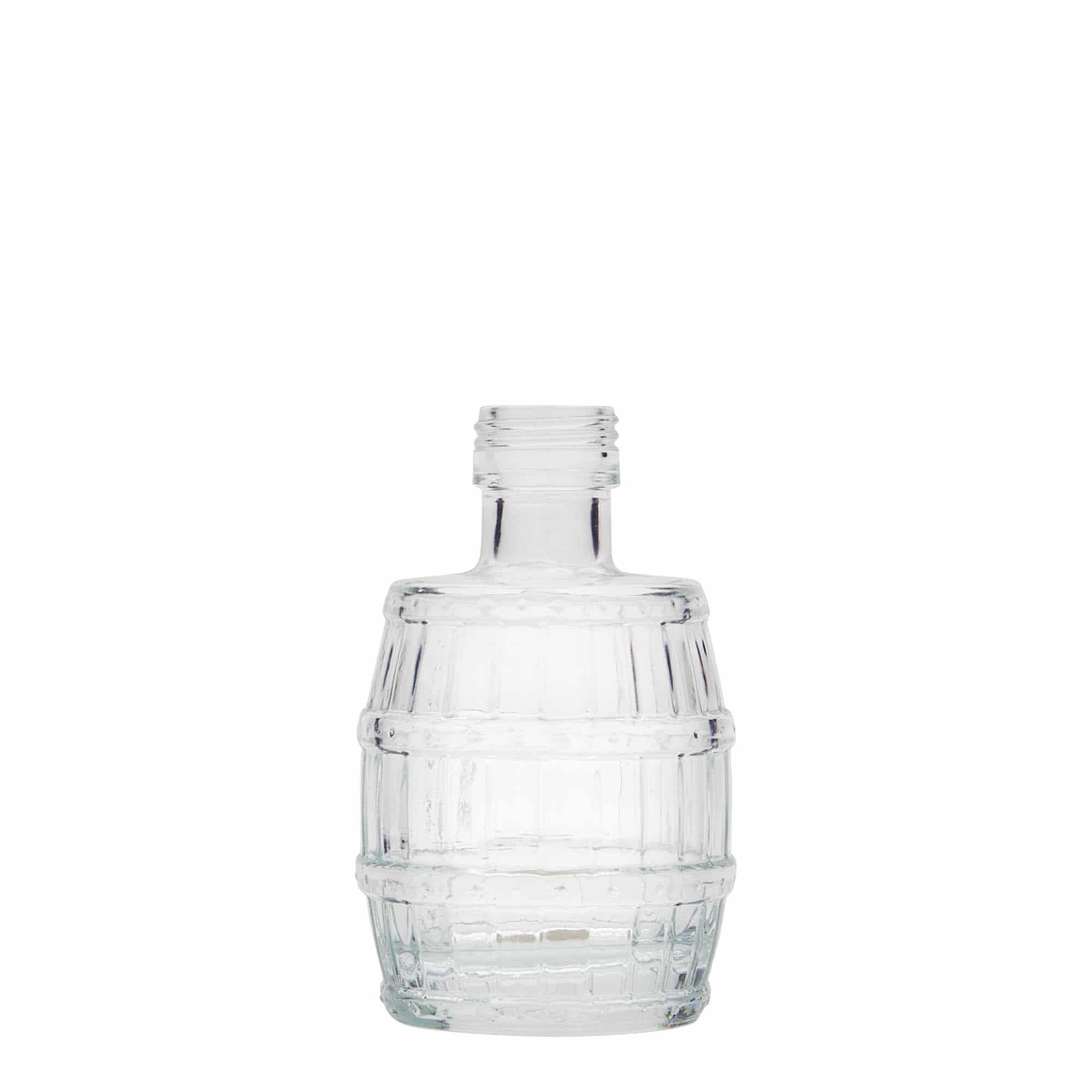 100 ml cam şişe 'Fıçı', ağız: PP 24 100 ml cam şişe 'Fıçı', ağız: PP 24