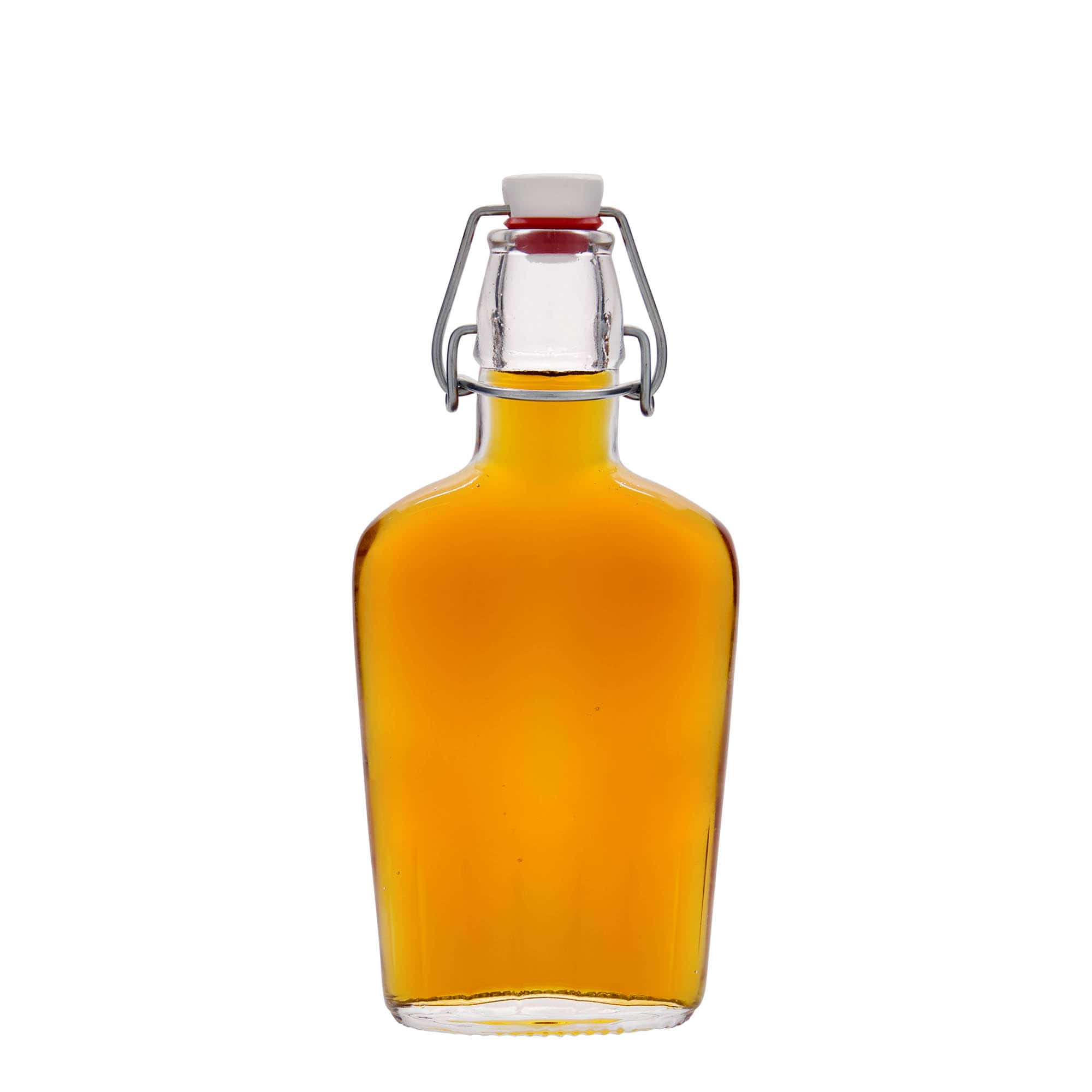 250 ml cam şişe 'Fiaschetta', oval, ağız: mandallı kapak