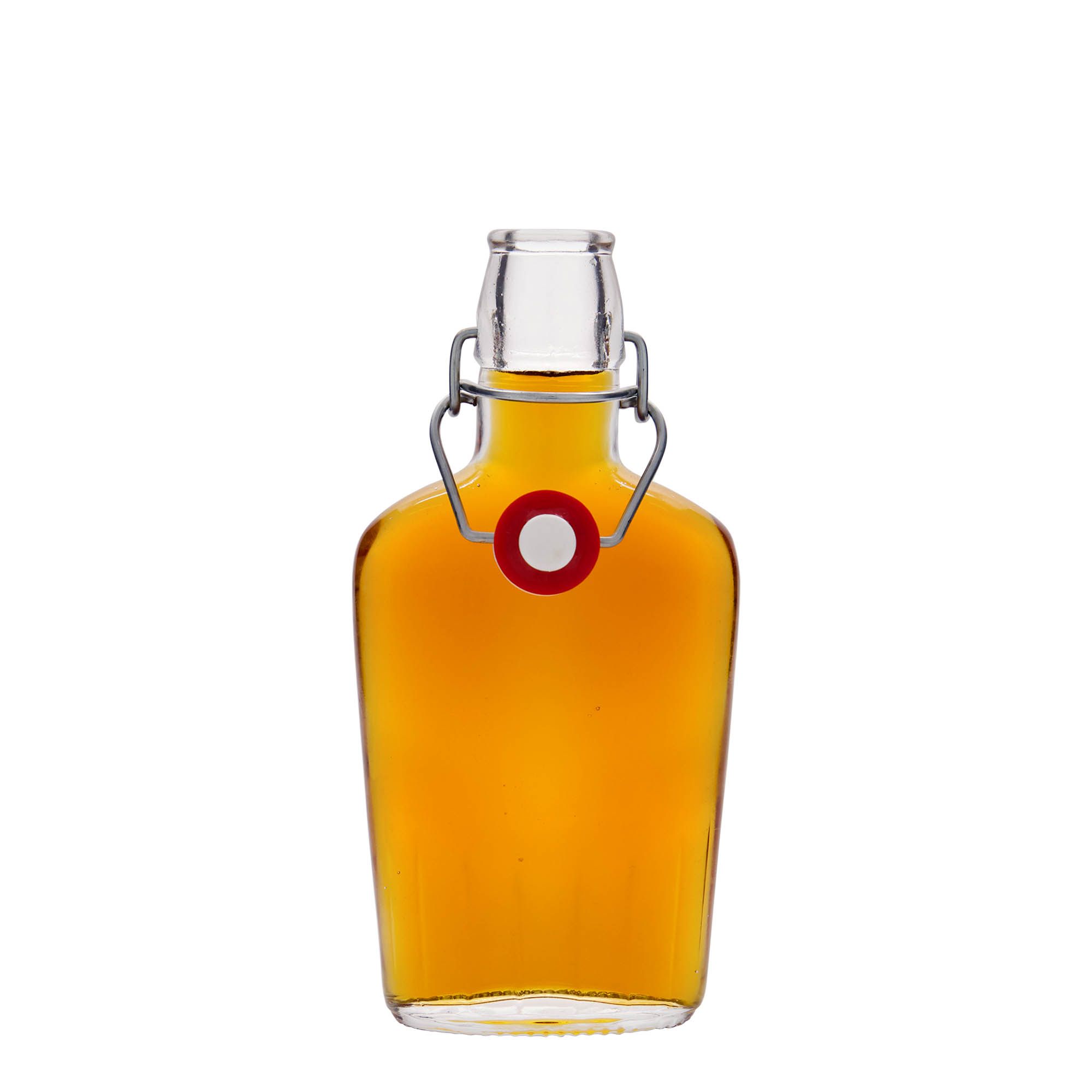 250 ml cam şişe 'Fiaschetta', oval, ağız: mandallı kapak