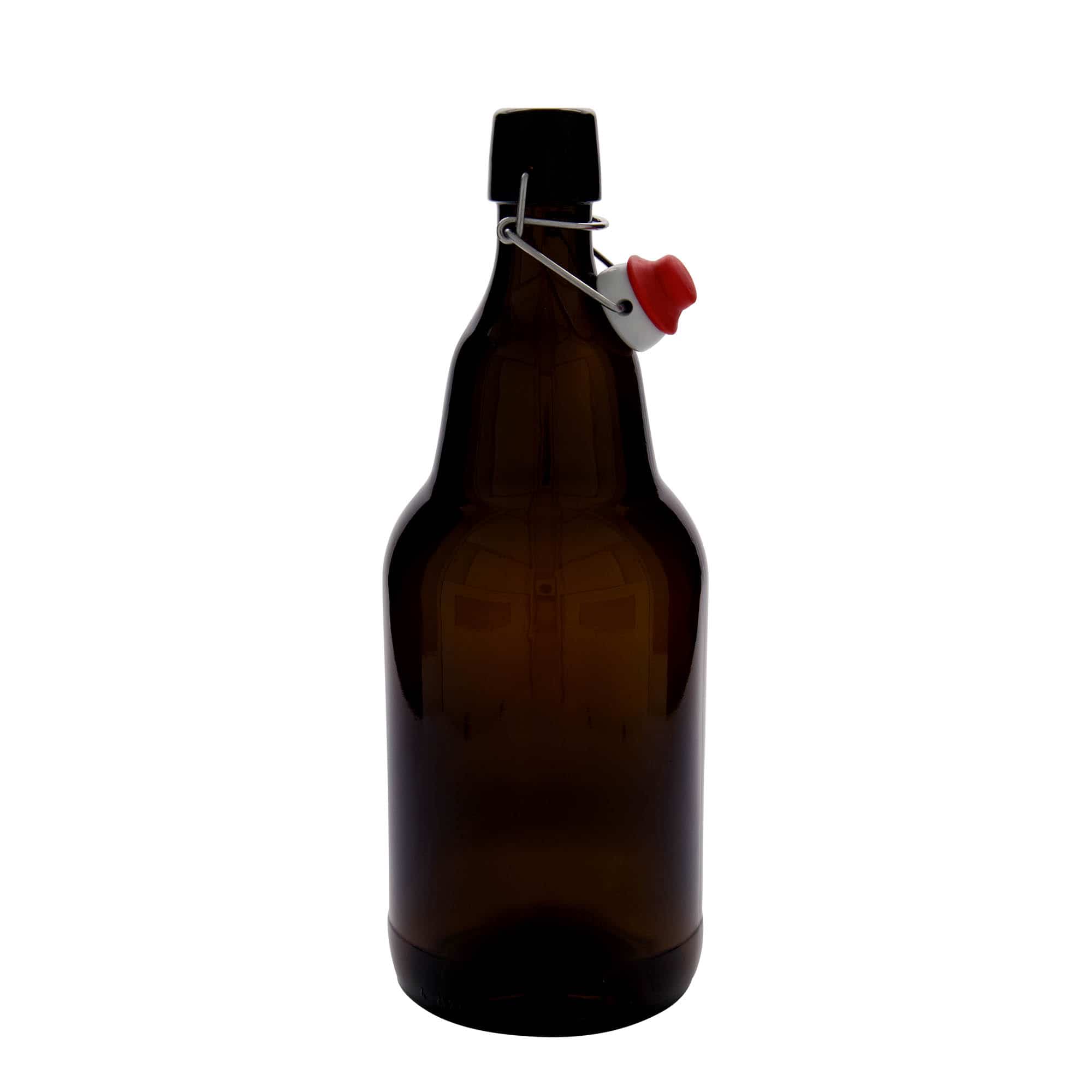 2.000 ml bira şişesi, cam, kahverengi, ağız: mandallı kapak