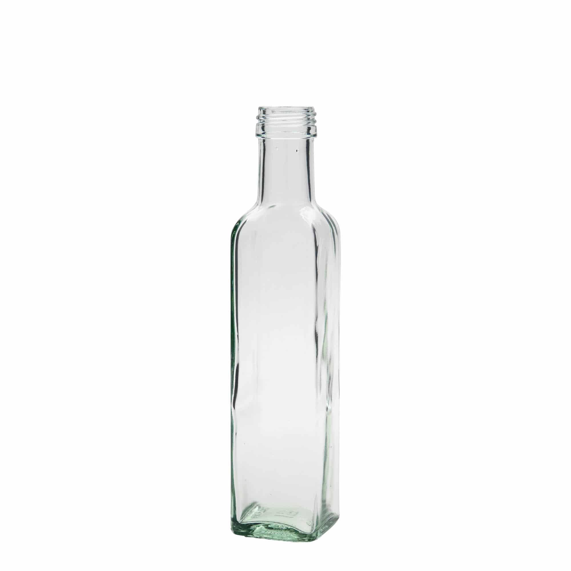 250 ml Cam şişe 'Marasca', kare, ağız: PP 31,5