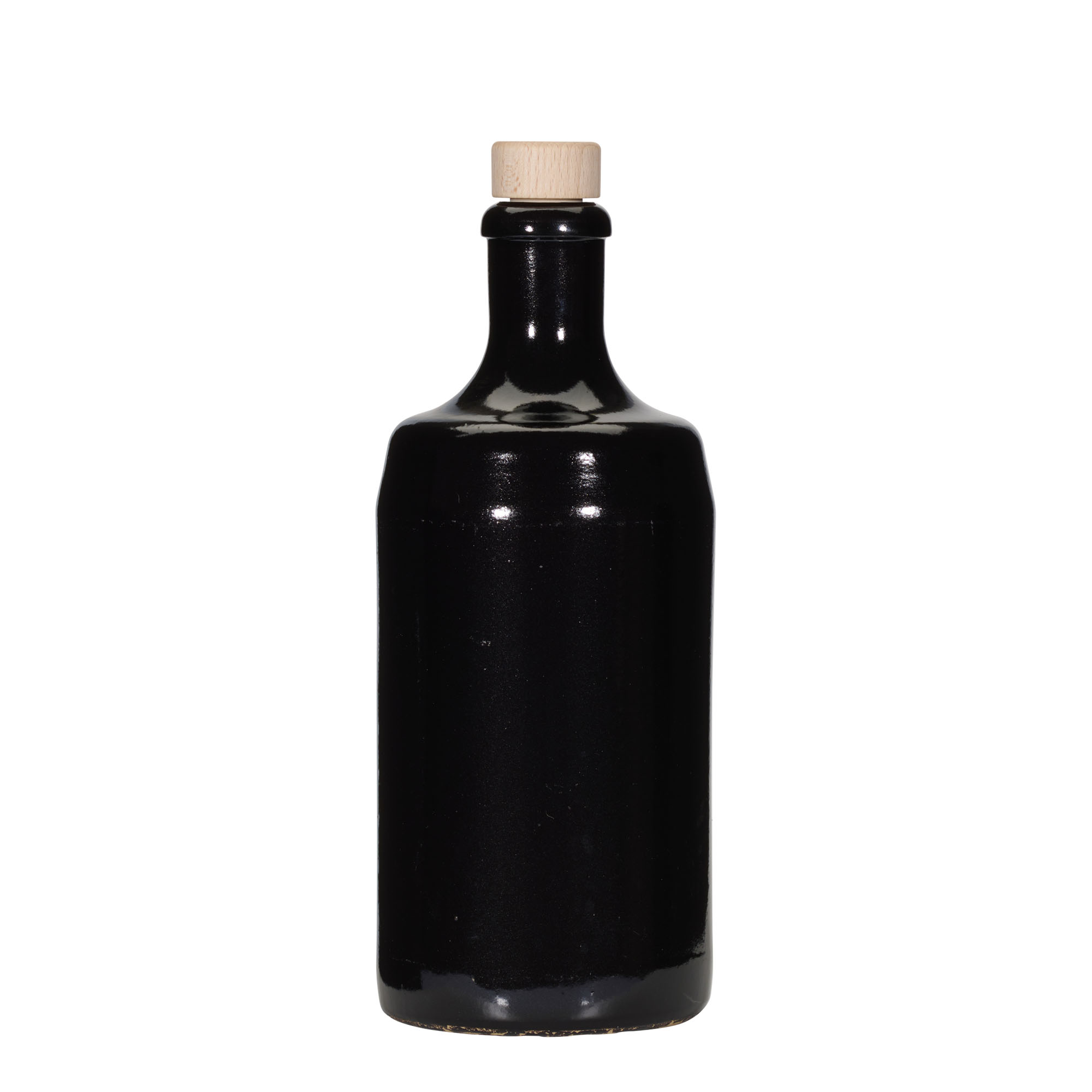 700 ml Toprak Testi 'Calvados, Taş Seramik, siyah, Ağız: Mantar'