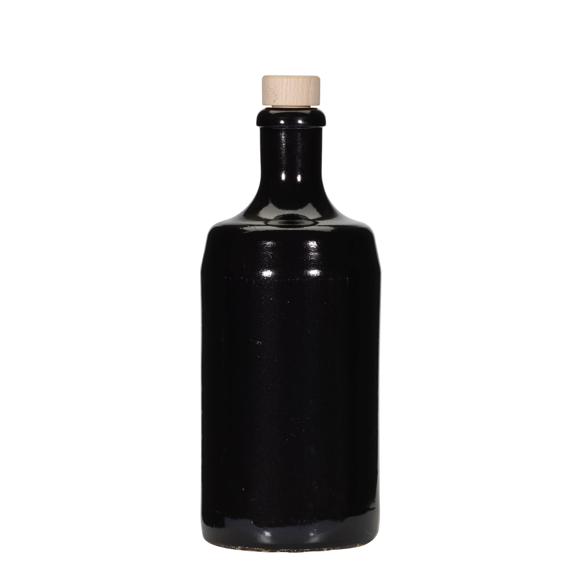 700 ml Toprak Testi 'Calvados, Taş Seramik, siyah, Ağız: Mantar'