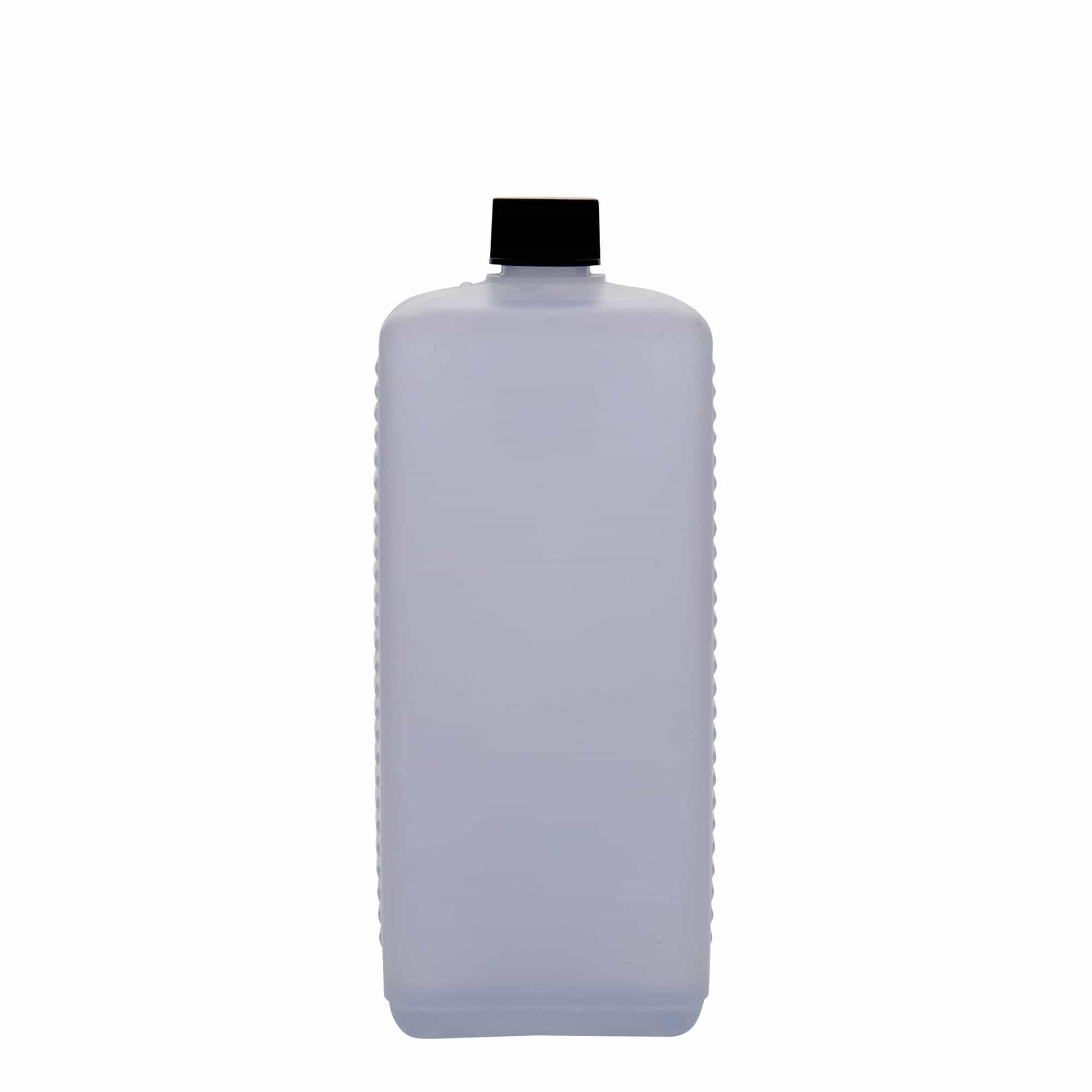 1.000 ml Kanister şişe, dikdörtgen, HDPE plastik, doğal, ağız: DIN 25 EPE