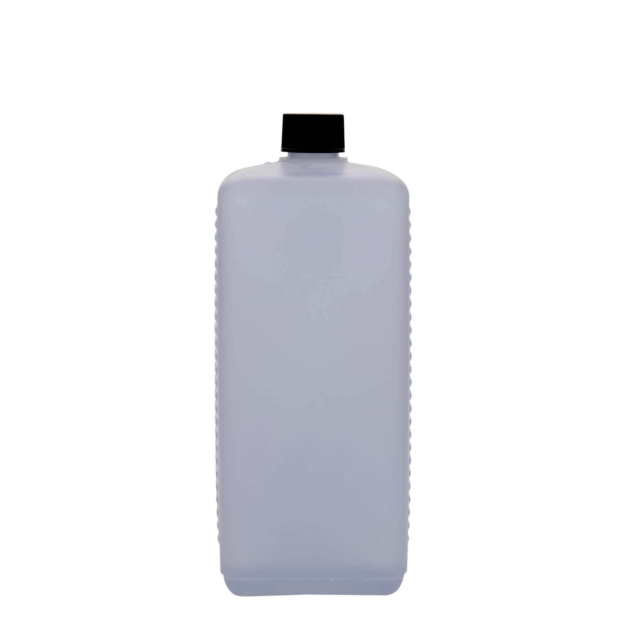 1.000 ml Kanister şişe, dikdörtgen, HDPE plastik, doğal, ağız: DIN 25 EPE