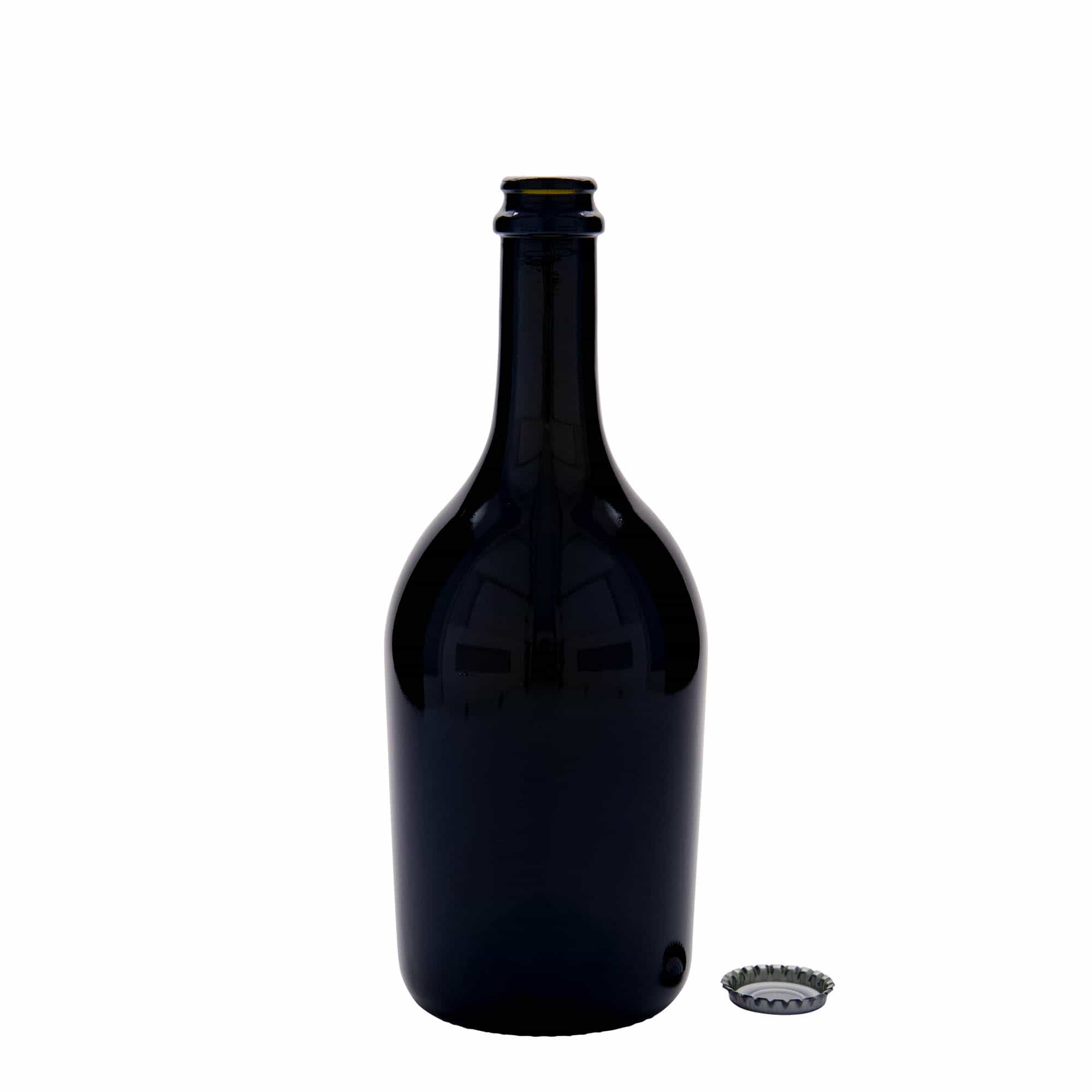 750 ml Bira-/Şampanya Şişesi 'Butterfly', Cam, antik yeşil, Ağız: Kronkorken