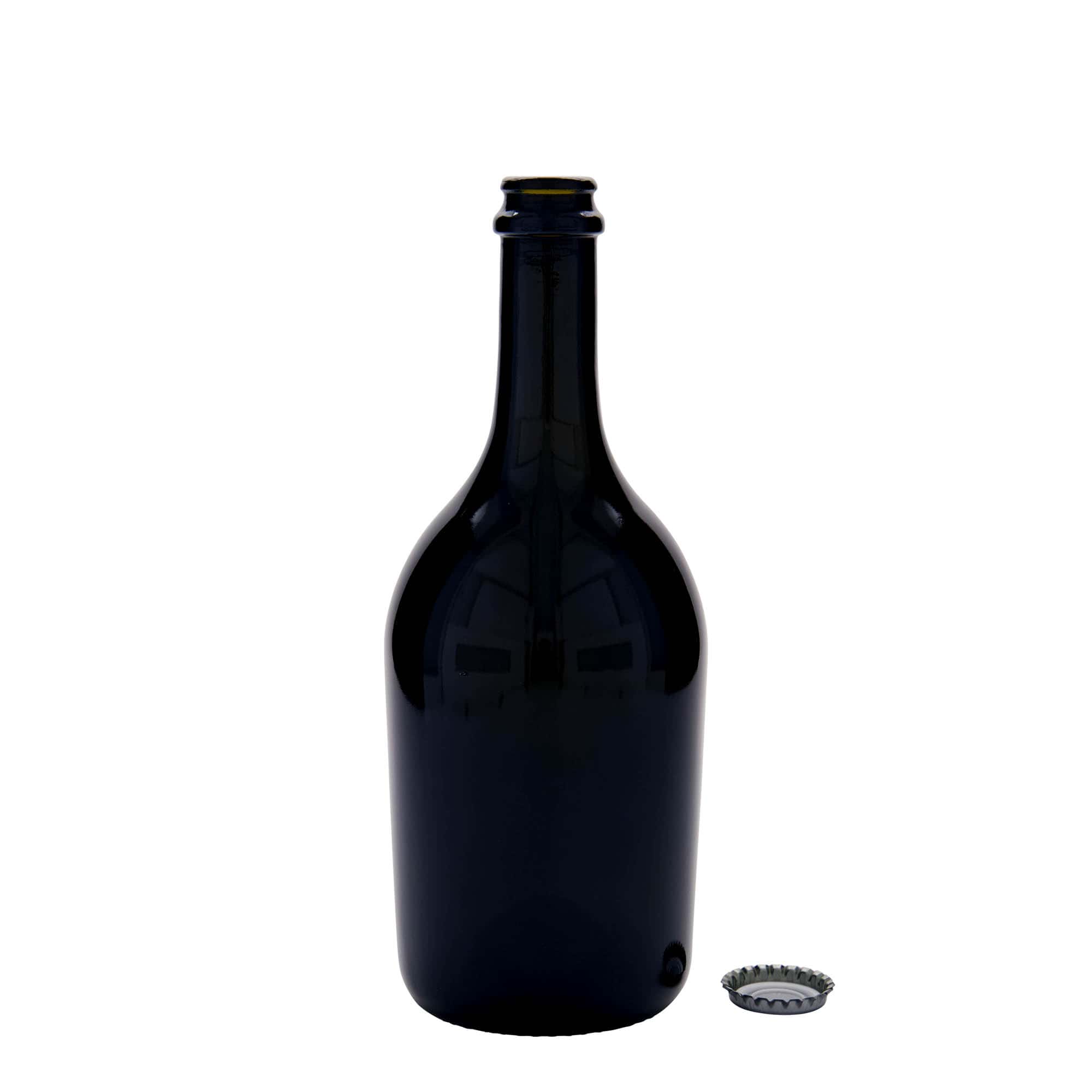 750 ml Bira-/Şampanya Şişesi 'Butterfly', Cam, antik yeşil, Ağız: Kronkorken